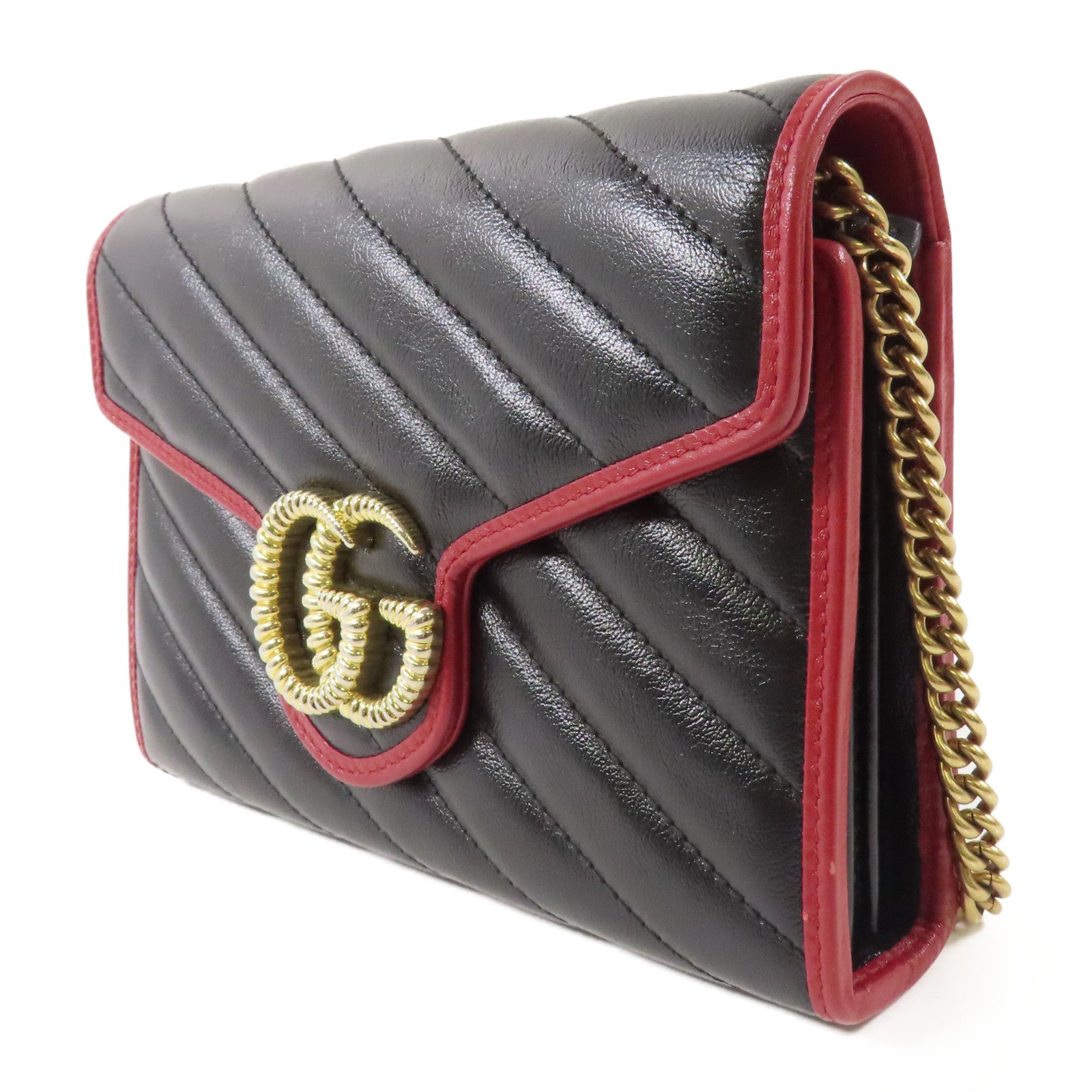 GUCCI 牛皮皮革Shoulder Bag金扣鏈帶肩背袋