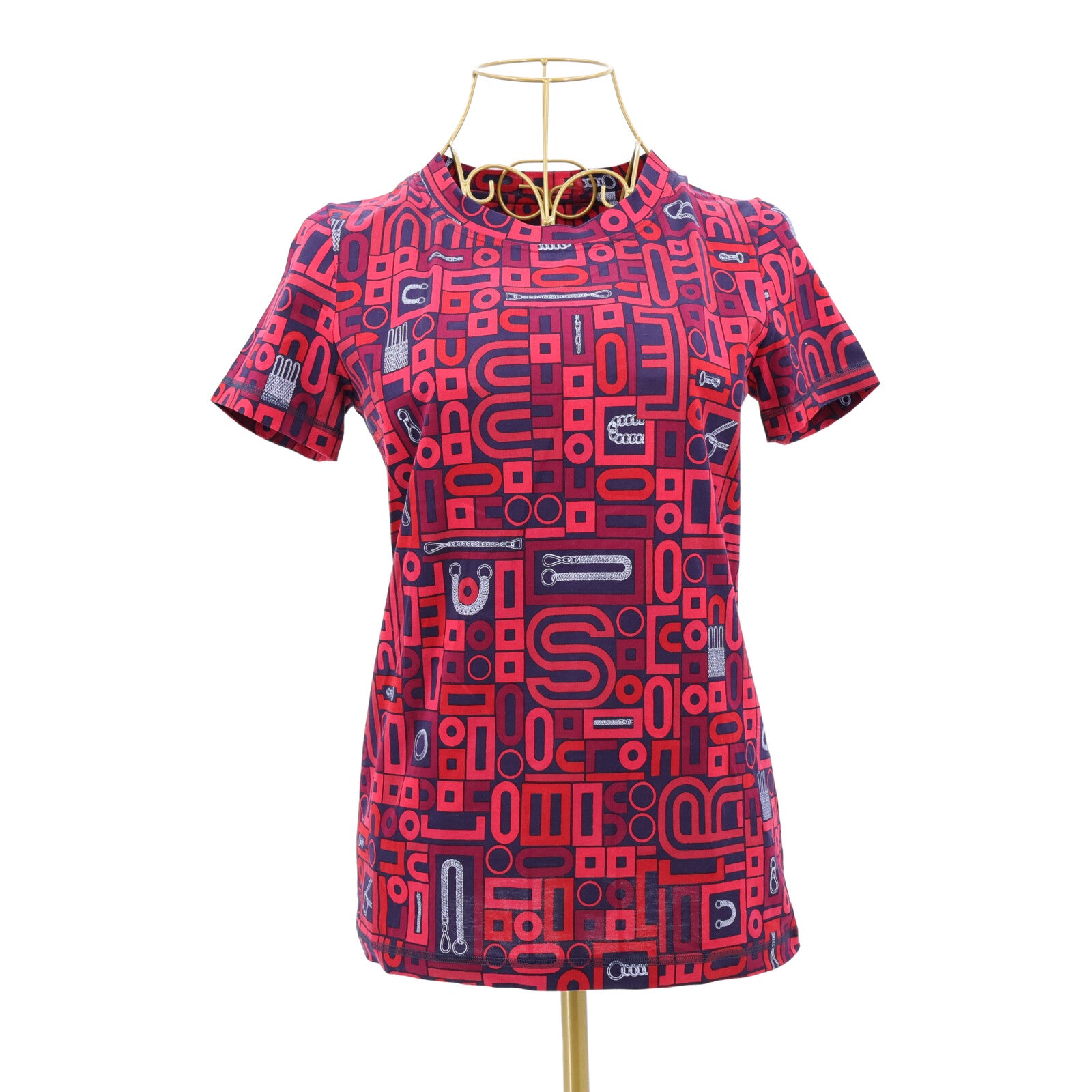 HERMES Geometric Print Cotton T-Shirt上衣