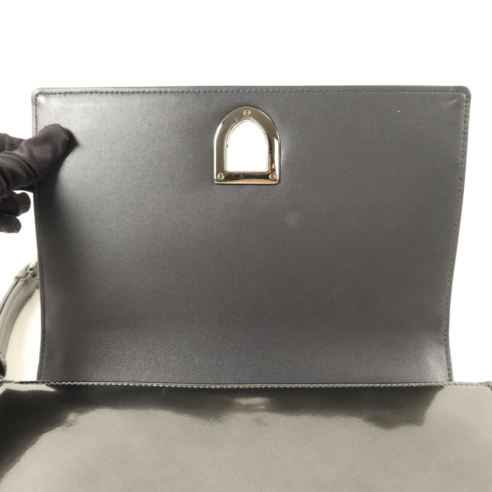 Dior 漆皮皮革Diorama銀扣鏈帶肩背袋