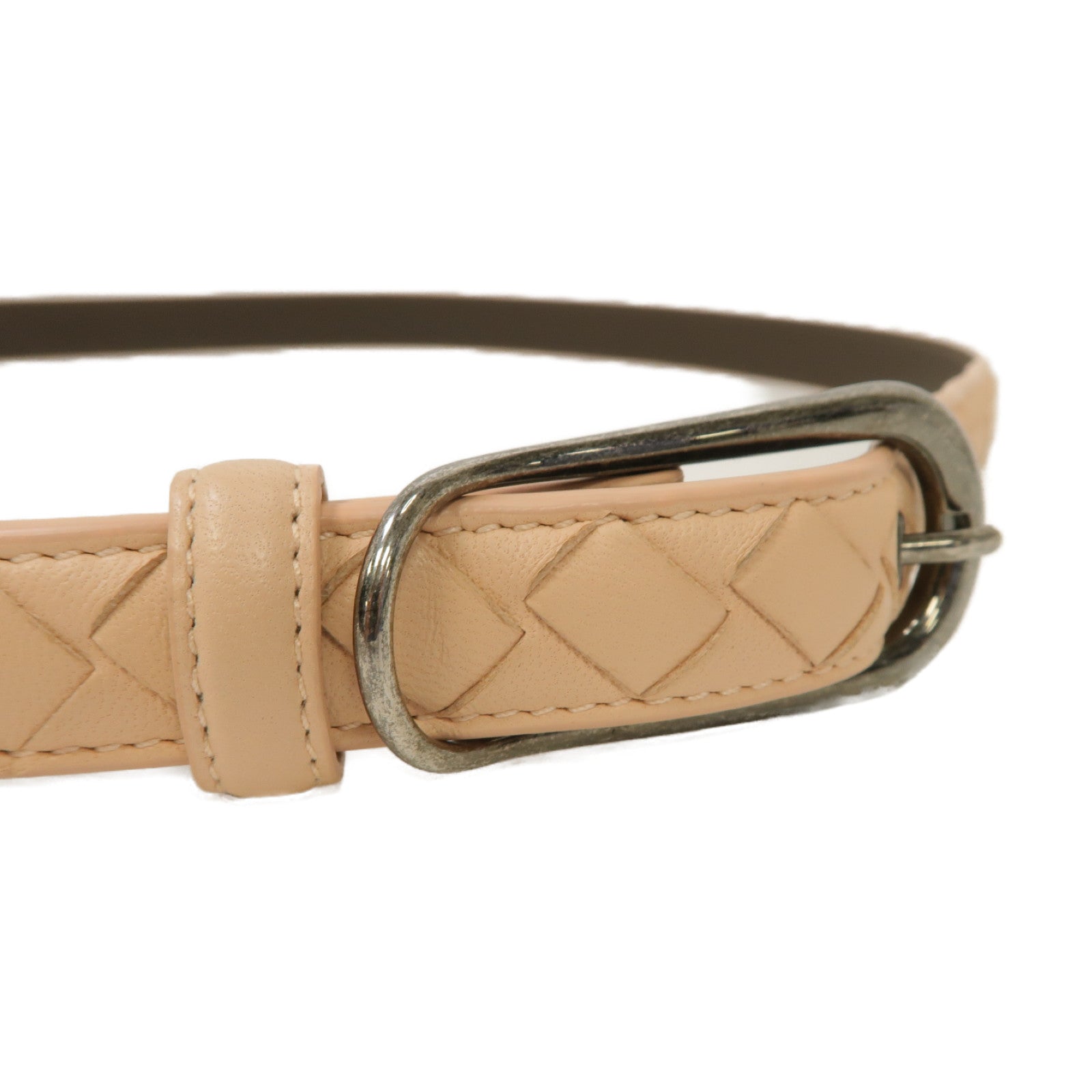 BOTTEGA VENETA 牛皮皮革Belt銀扣皮帶粉紅色