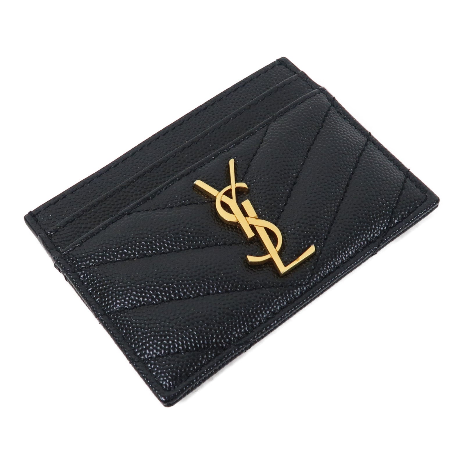 SAINT LAURENT 牛皮皮革Card Holder金扣卡片套黑色
