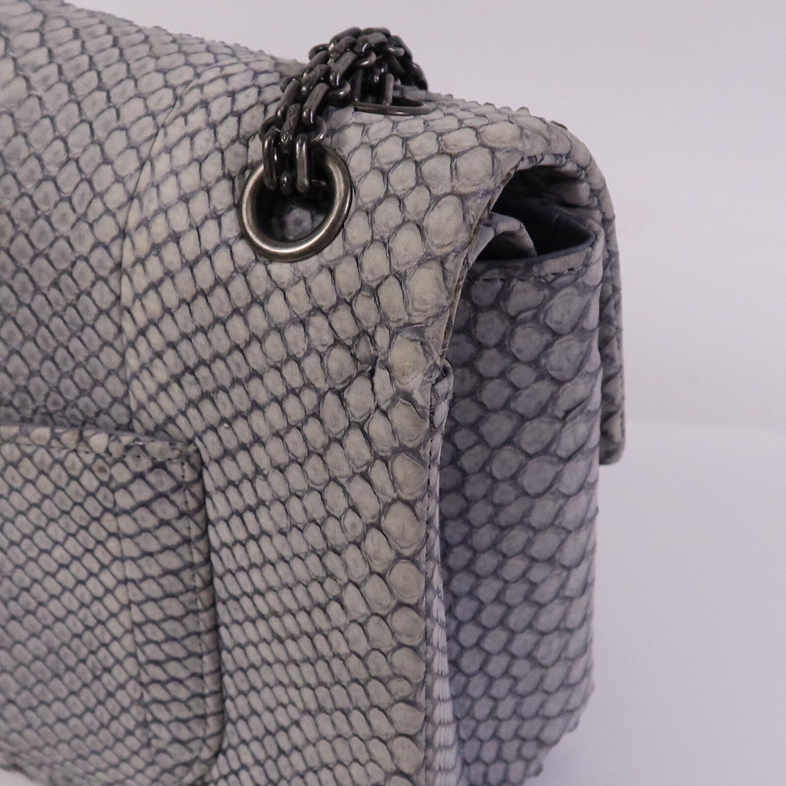 CHANEL 蛇皮皮革2.55銀扣鏈帶肩背袋