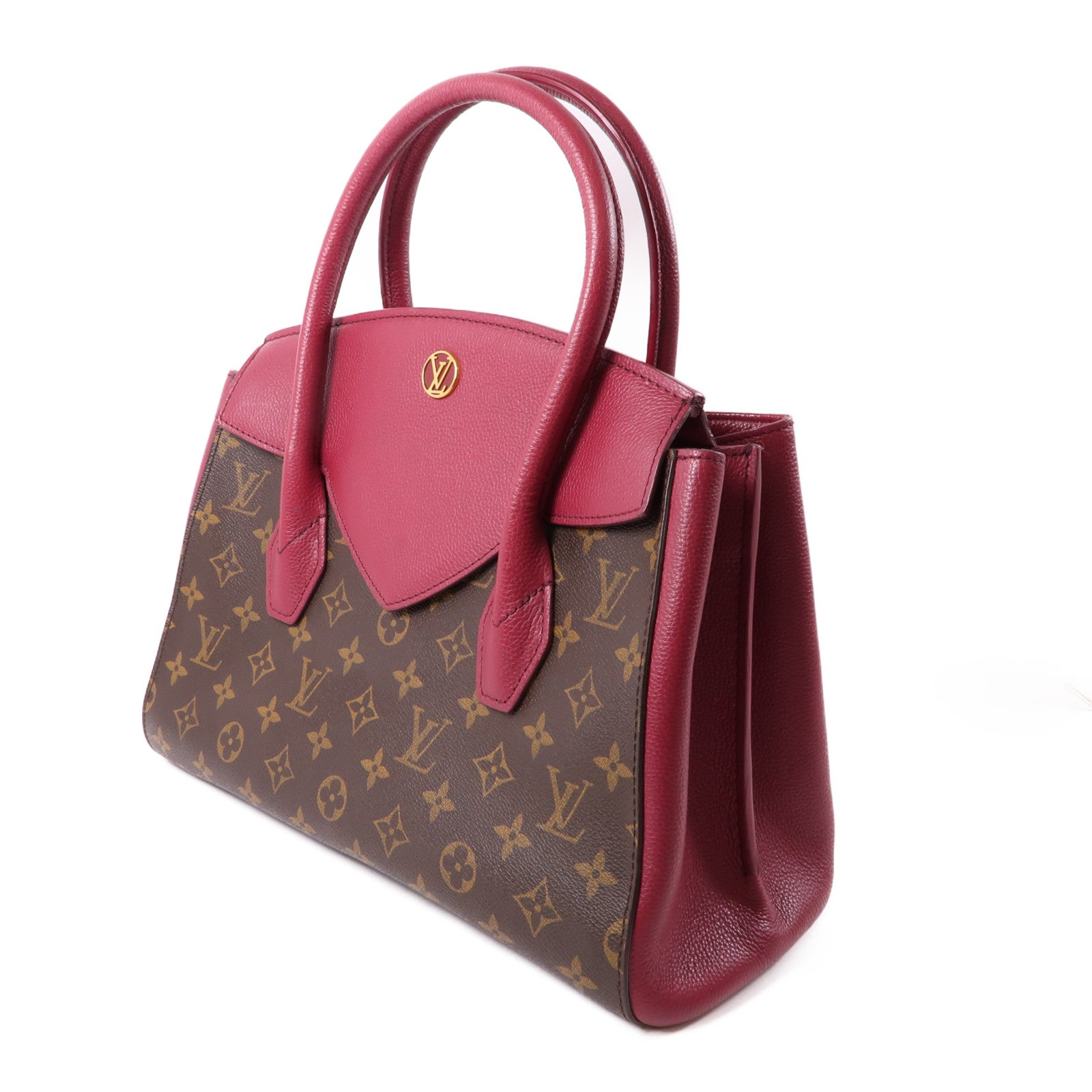 LOUIS VUITTON Monogram Florine金扣手挽肩背兩用袋棕色/紅色