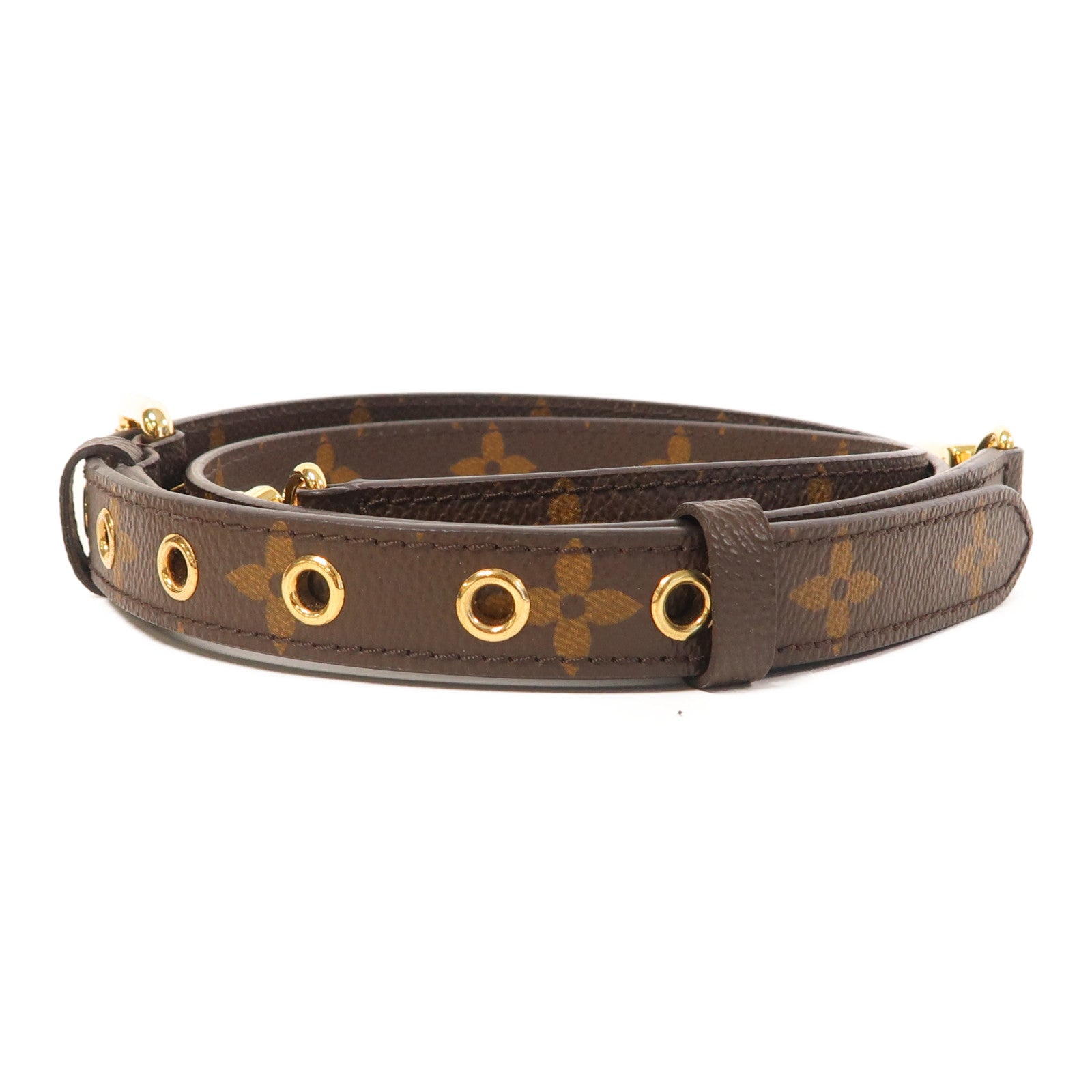 LOUIS VUITTON Monogram Strap金扣肩背帶啡色