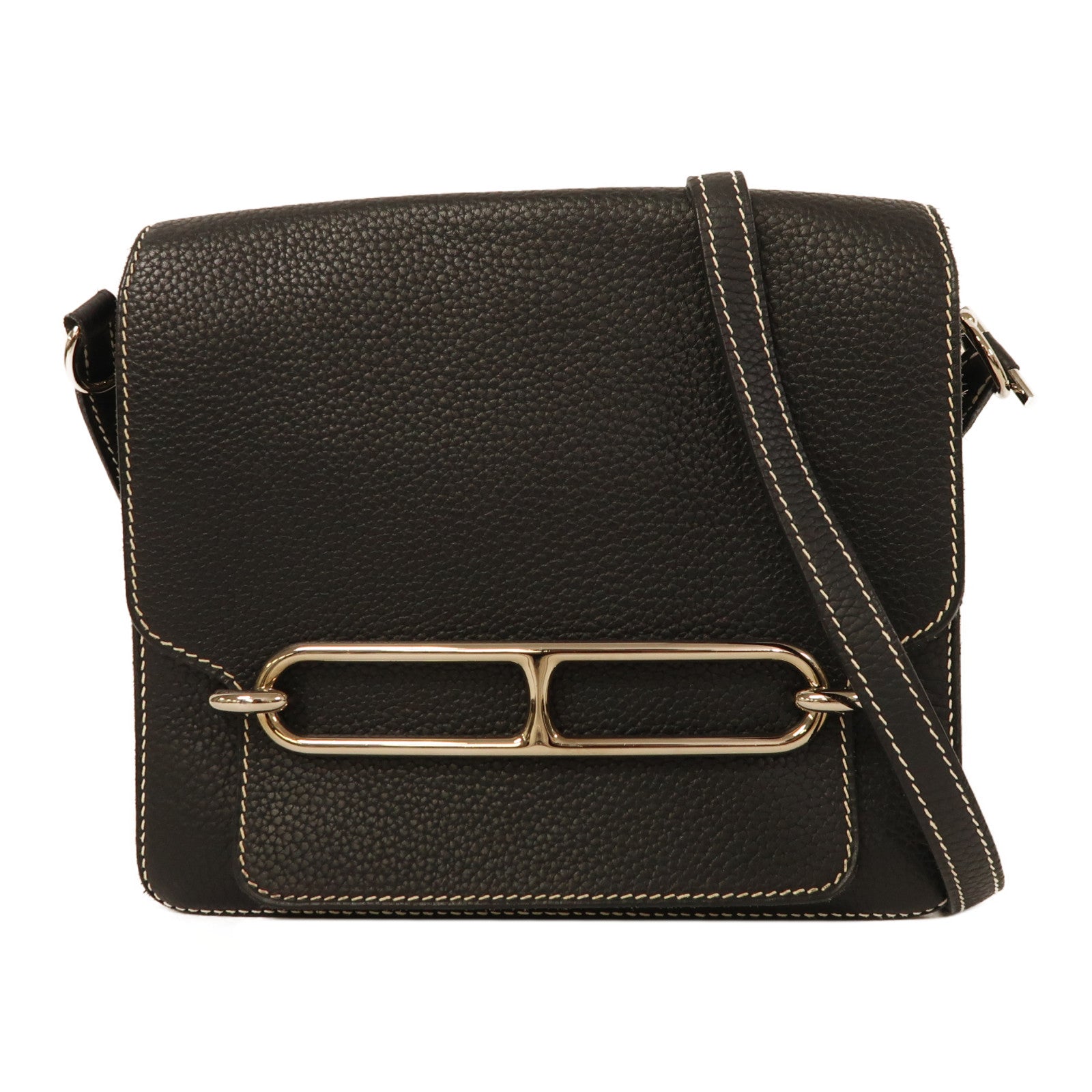 HERMES Clemence皮革Roulis 23肩背袋黑色