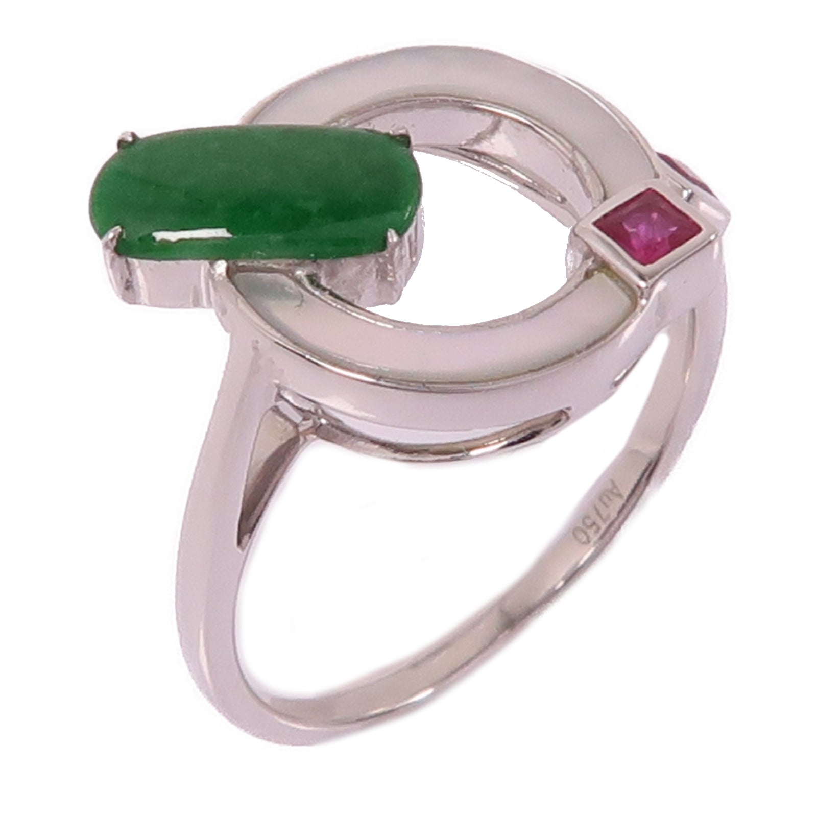 JEWELRY 【激減優惠】18K白金Jade Ring翡翠戒指US#6.75