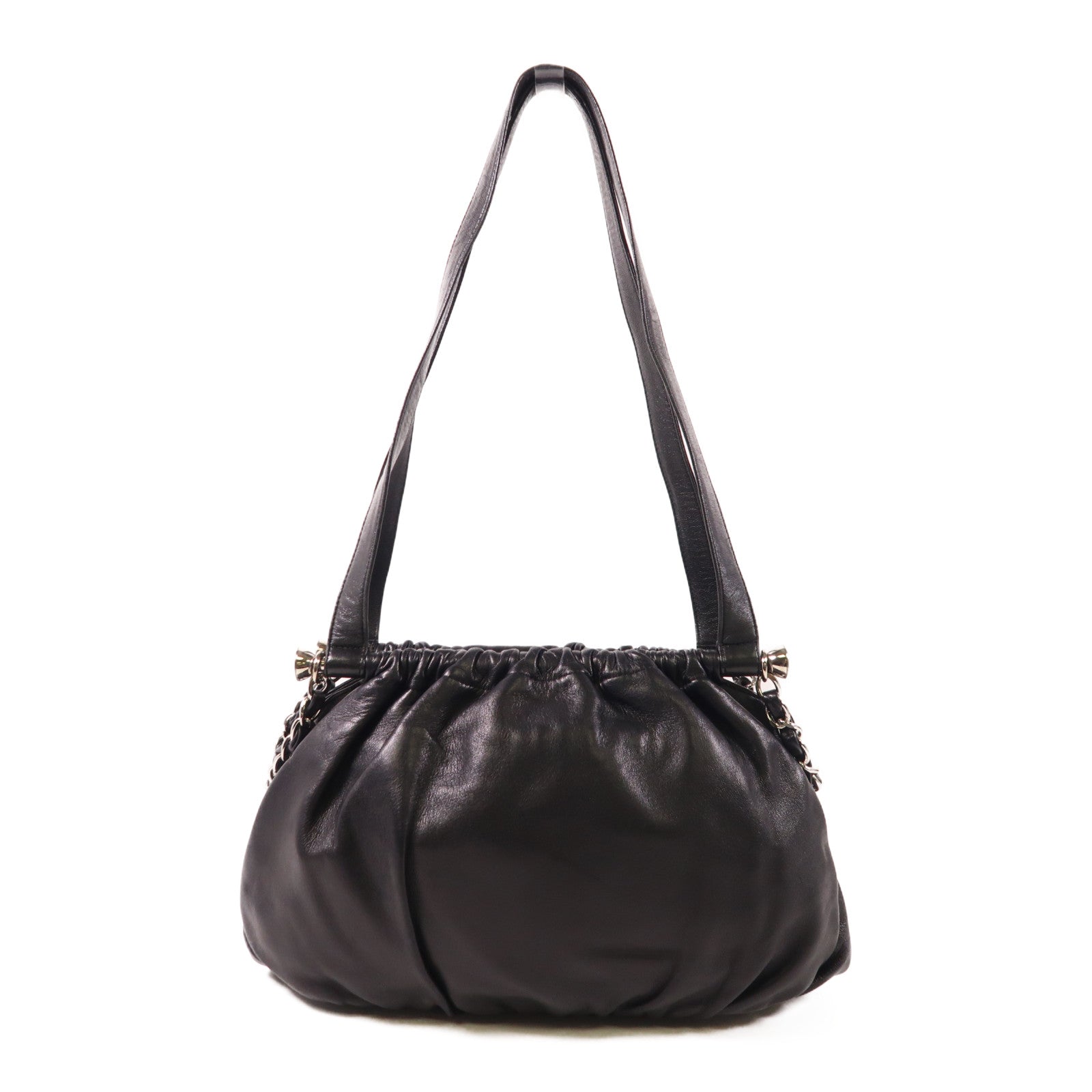 CHANEL 羊皮皮革Shoulder Bag銀扣肩背袋