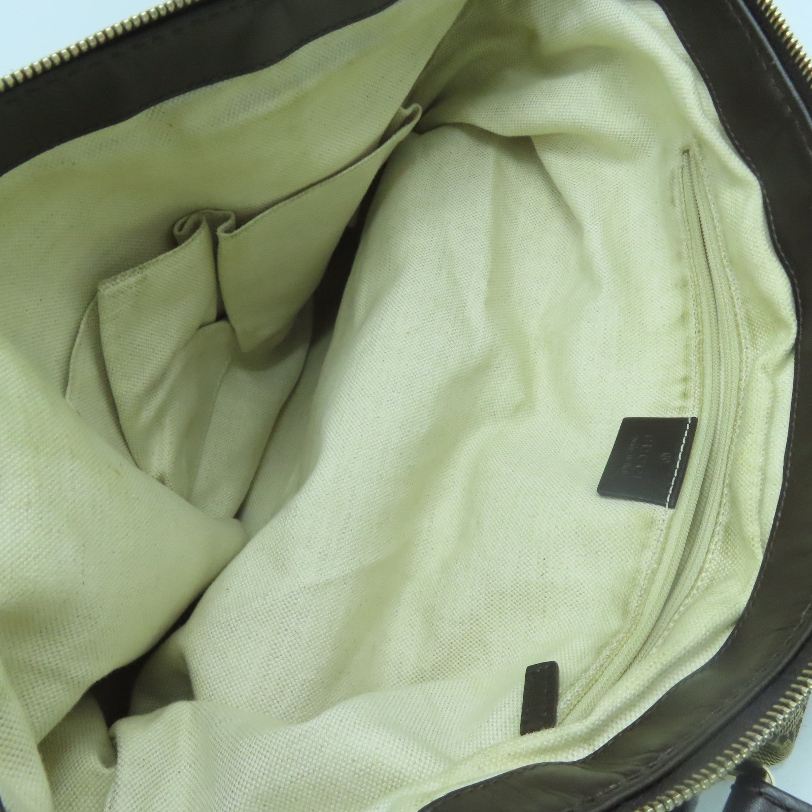 GUCCI 【激減優惠】帆布/牛皮皮革Shoulder Bag金扣手挽肩背兩用袋啡色