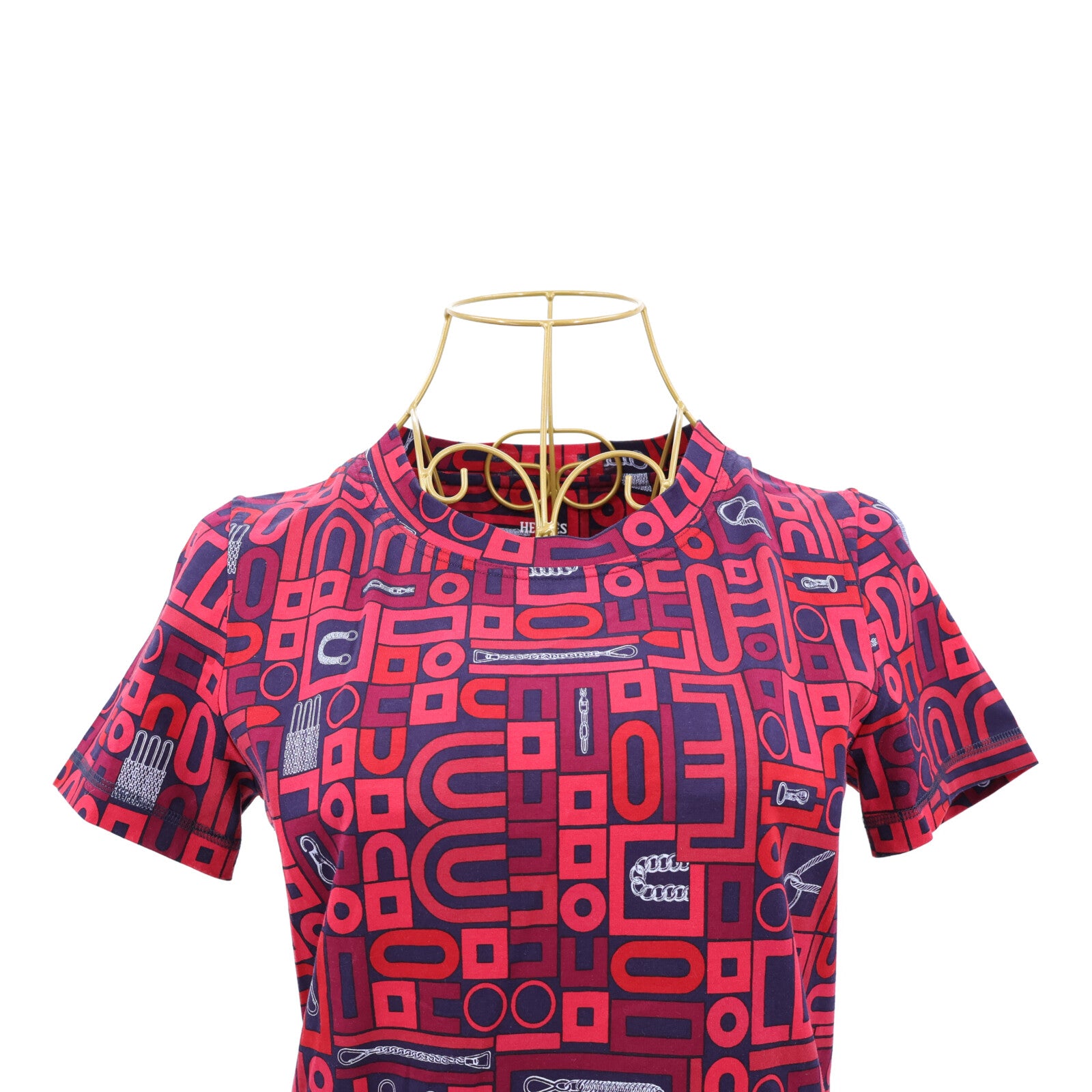 HERMES Geometric Print Cotton T-Shirt上衣