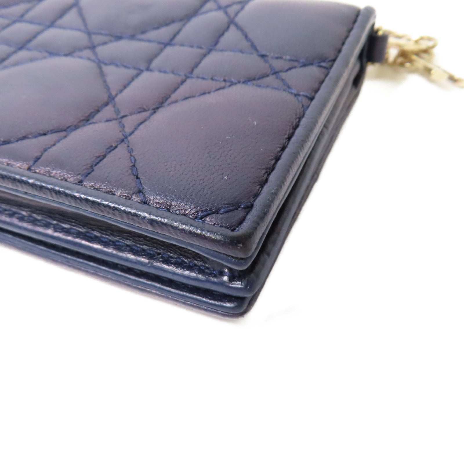 Dior 羊皮皮革Card Case金扣卡片套寶藍色
