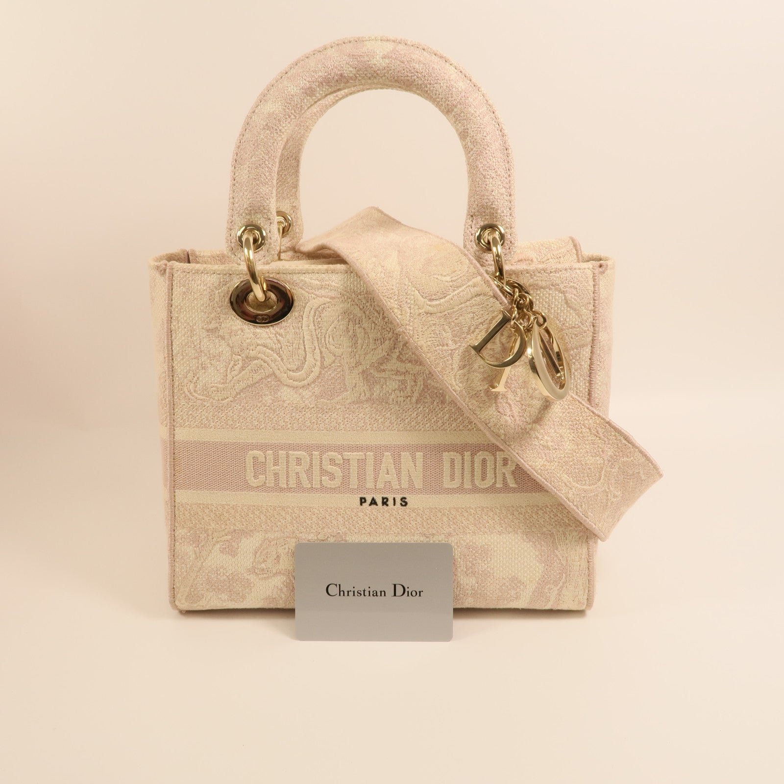 Dior 帆布Lady Dior金扣手挽肩背兩用袋