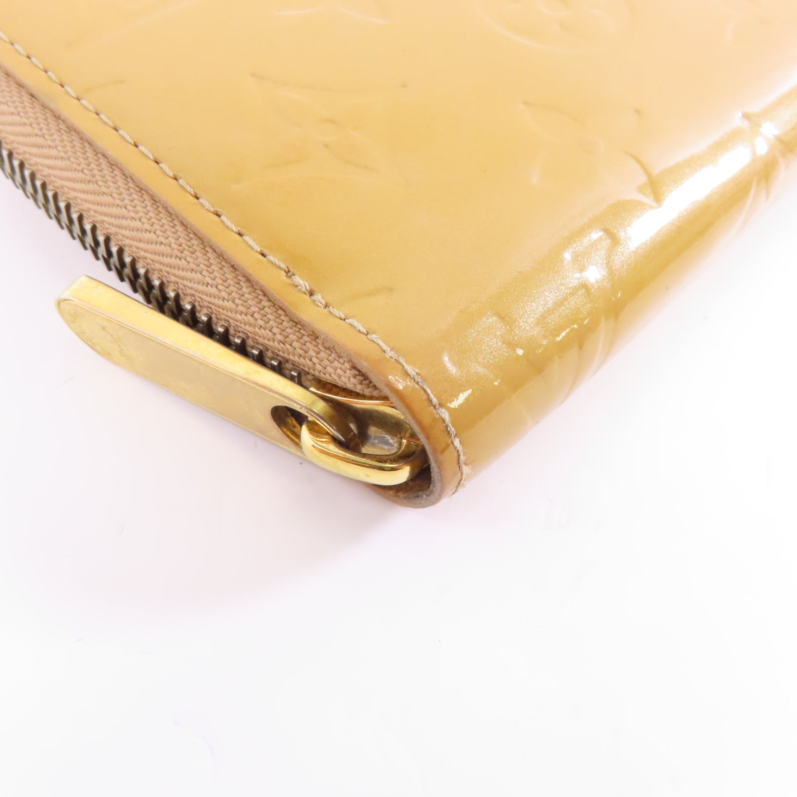 LOUIS VUITTON Vernis Zipped Long Wallet金扣長錢包杏色