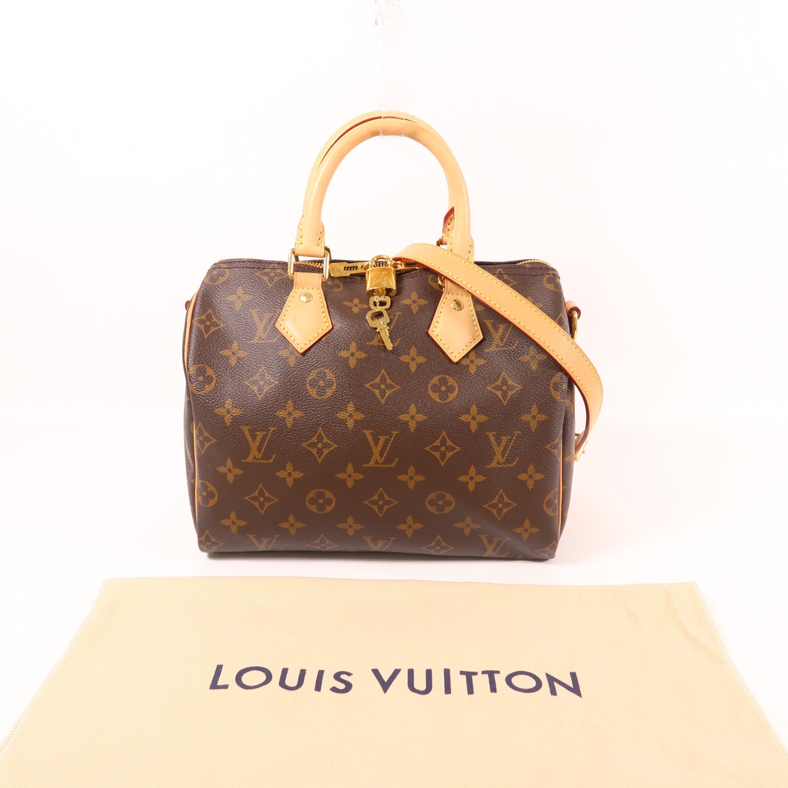 LOUIS VUITTON Monogram Speedy Bandouliere 25金扣手挽肩背兩用袋