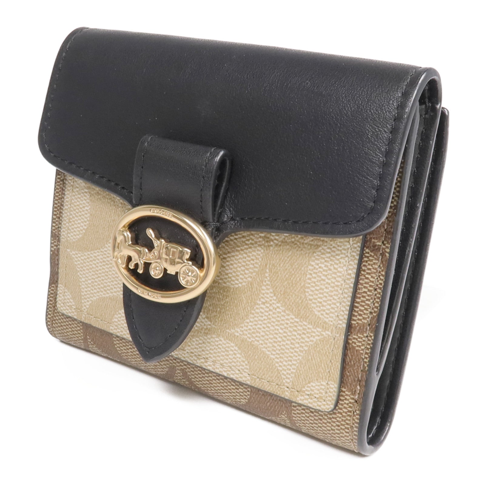 COACH 塗層帆布Georgie Small Wallet金扣錢包