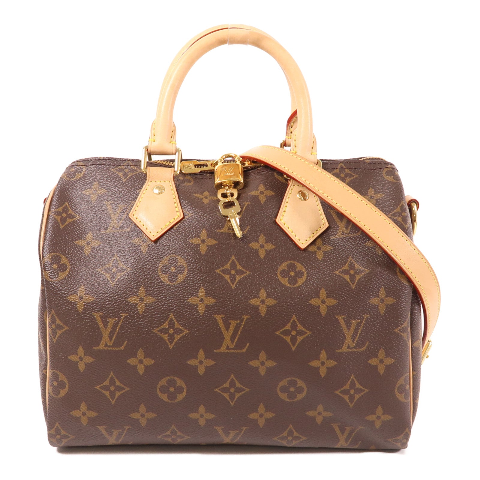 LOUIS VUITTON Monogram Speedy Bandouliere 25金扣手挽肩背兩用袋