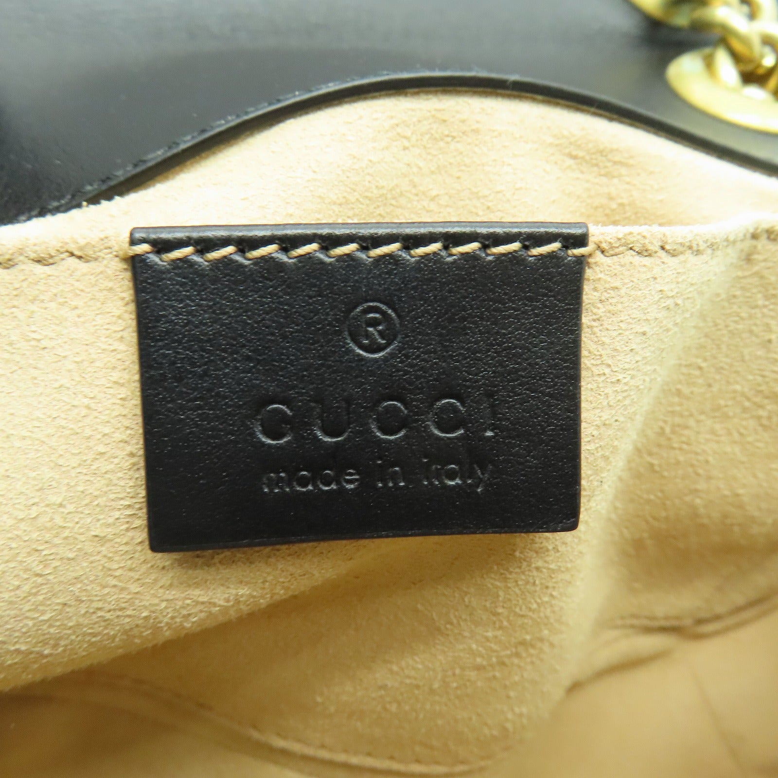 GUCCI 【激減優惠】牛皮皮革GG Marmont金扣鏈帶肩背袋黑色