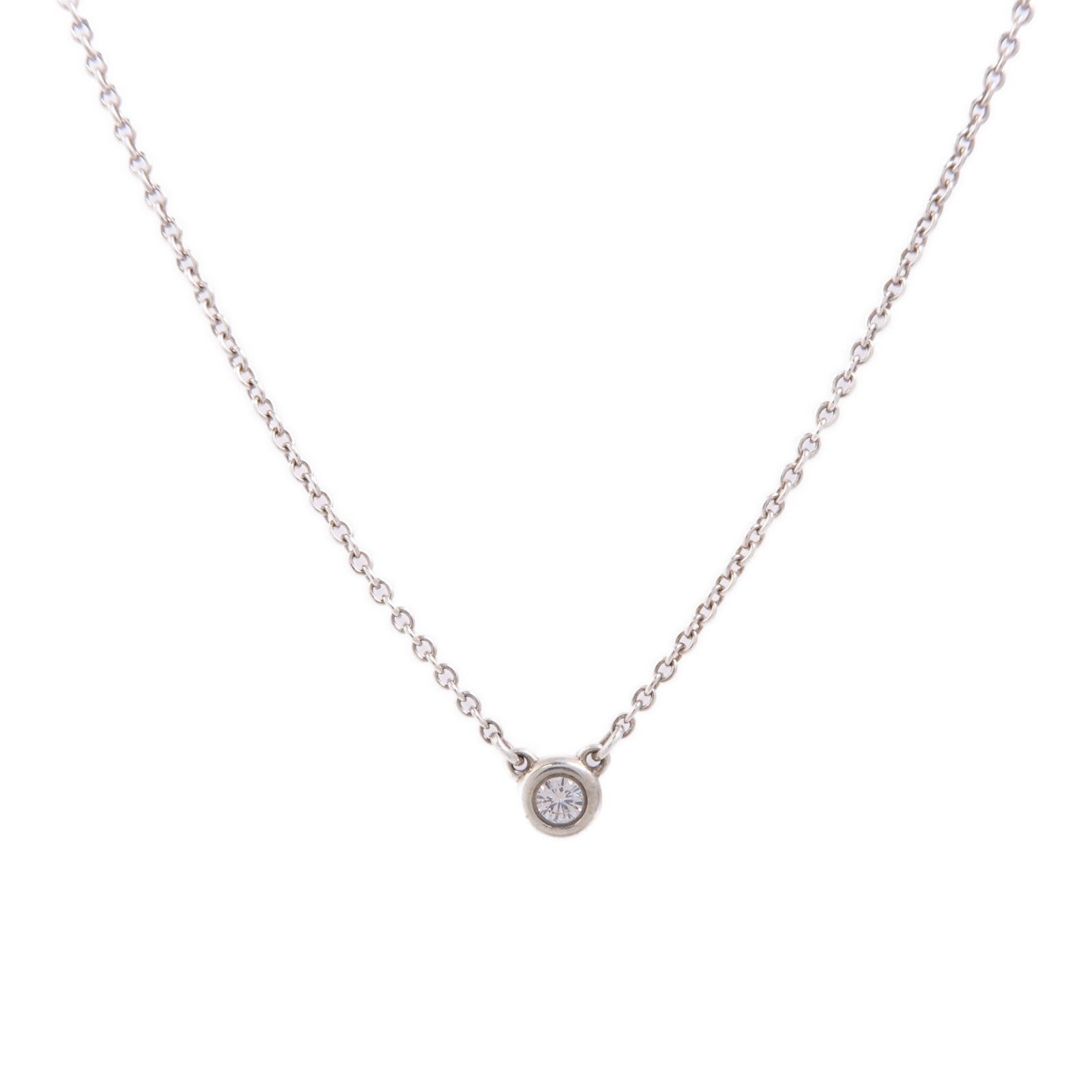 TIFFANY＆CO 925純銀Elsa Peretti Diamond Necklace鑽石項鍊