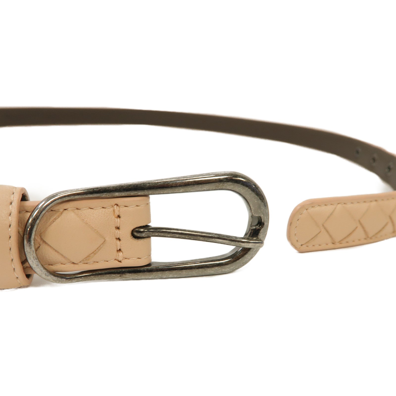 BOTTEGA VENETA 牛皮皮革Belt銀扣皮帶粉紅色