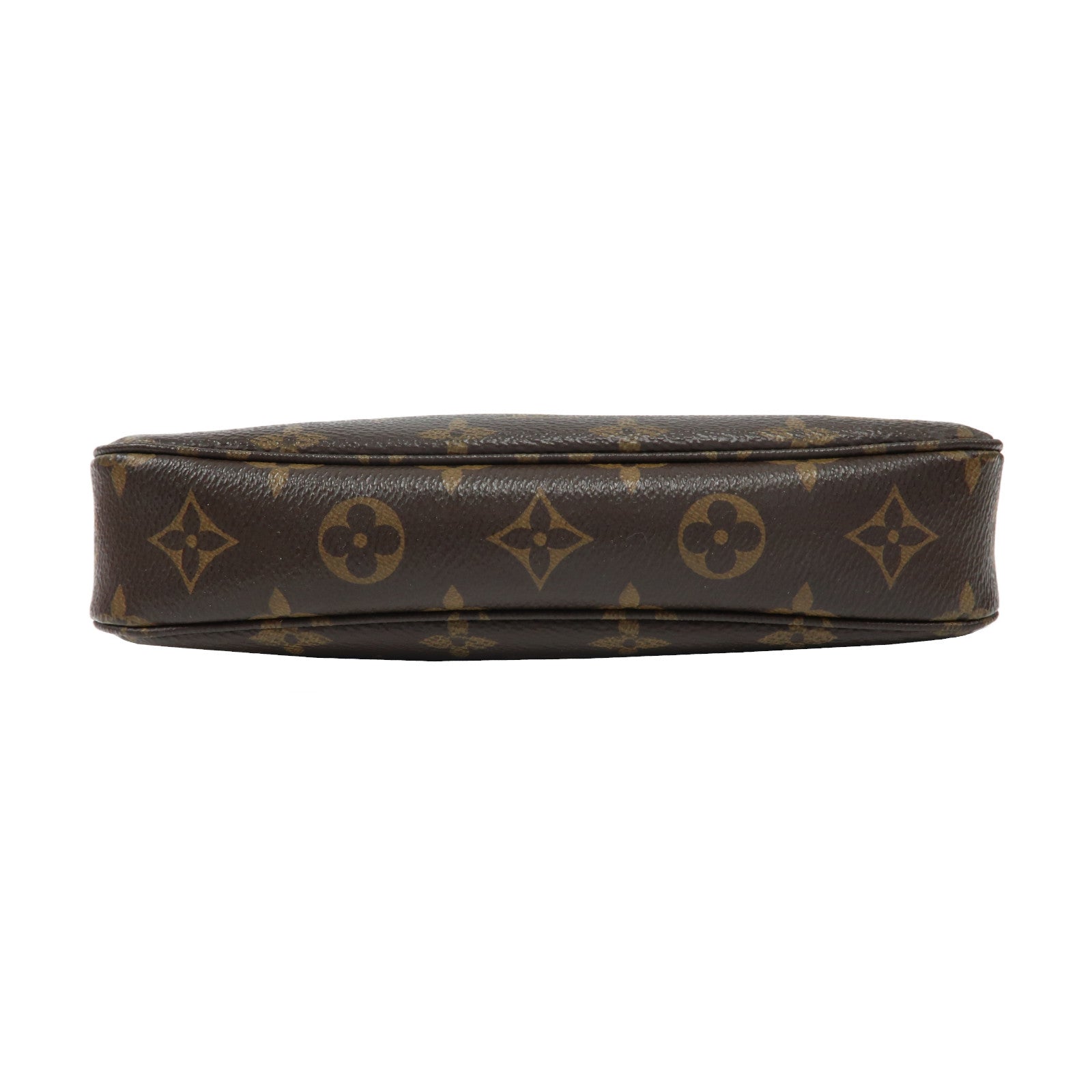 LOUIS VUITTON Monogram Pochette Accessories金扣手挽袋啡色