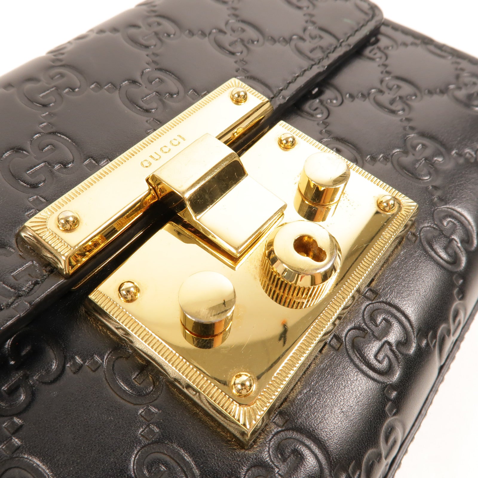GUCCI 牛皮皮革Padlock Small金扣鏈帶肩背袋