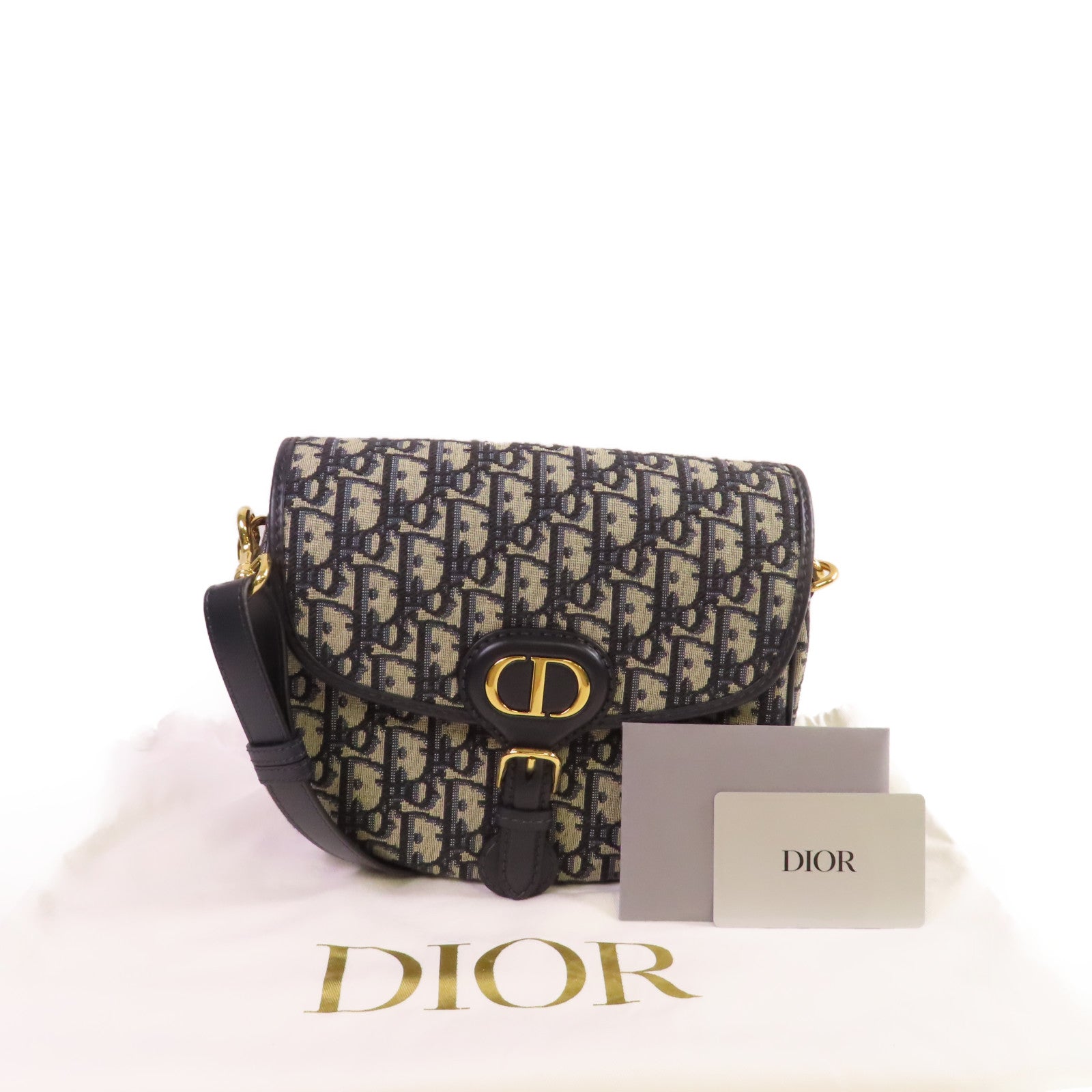 Dior Oblique帆布Bobby Bag金扣肩背袋藍色