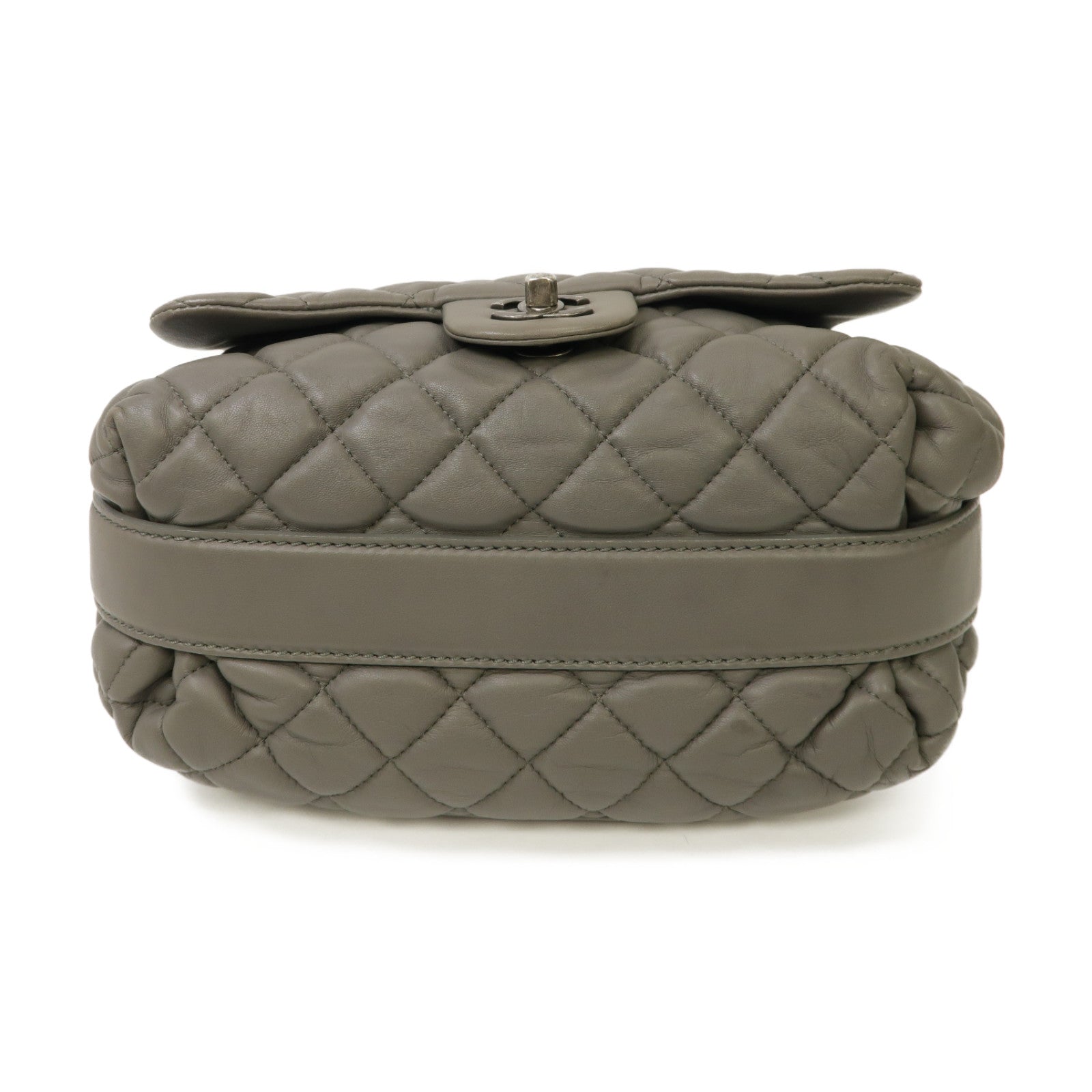 CHANEL 【激減優惠】菱格羊皮皮革Chain Shoulder Bag銀扣鏈帶肩背袋灰色