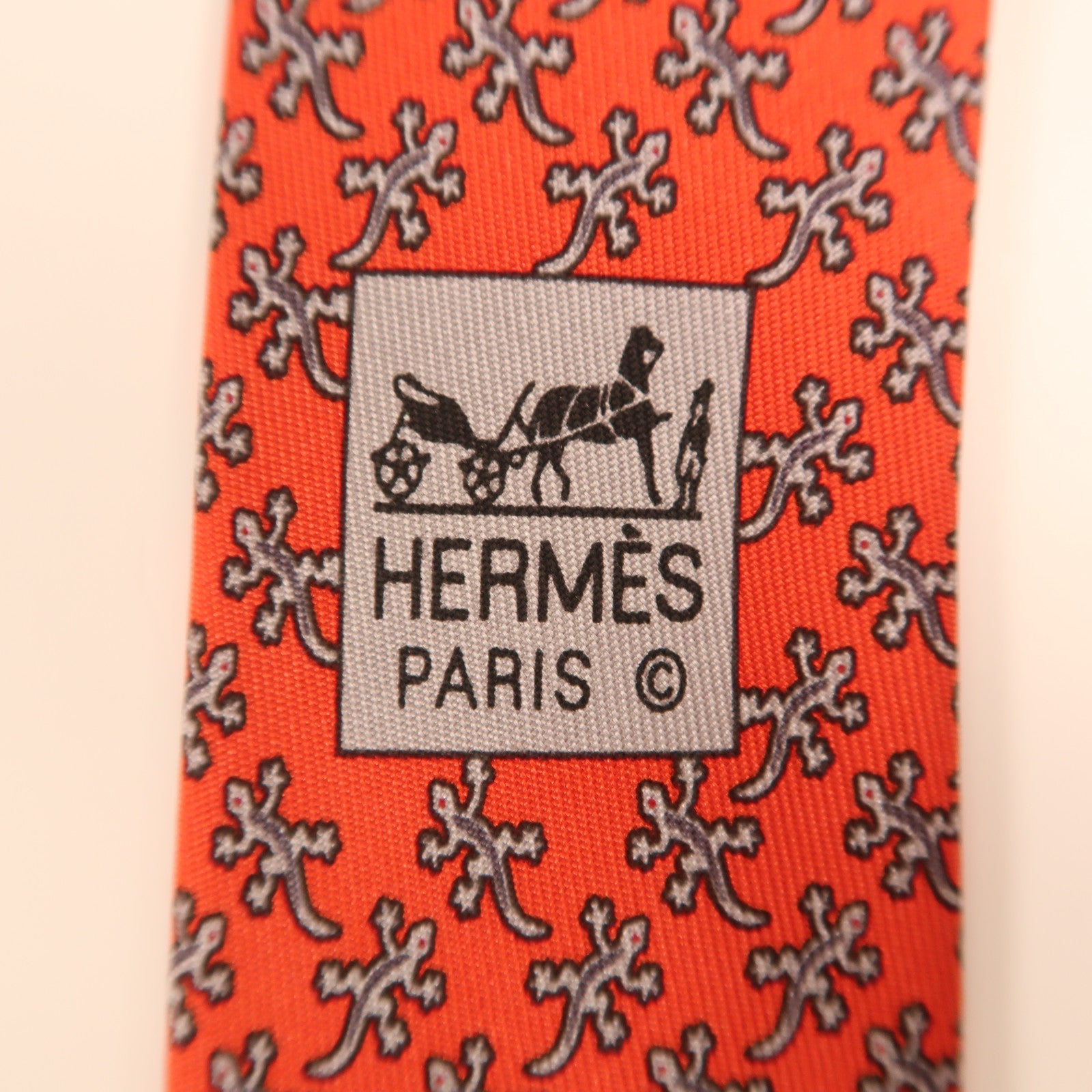 HERMES 絲質Tie領帶紅色