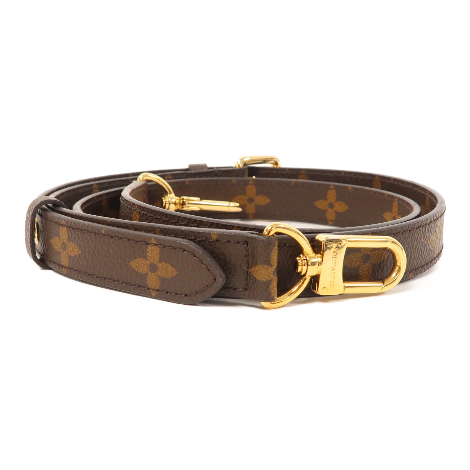 LOUIS VUITTON Monogram Strap金扣肩背帶啡色