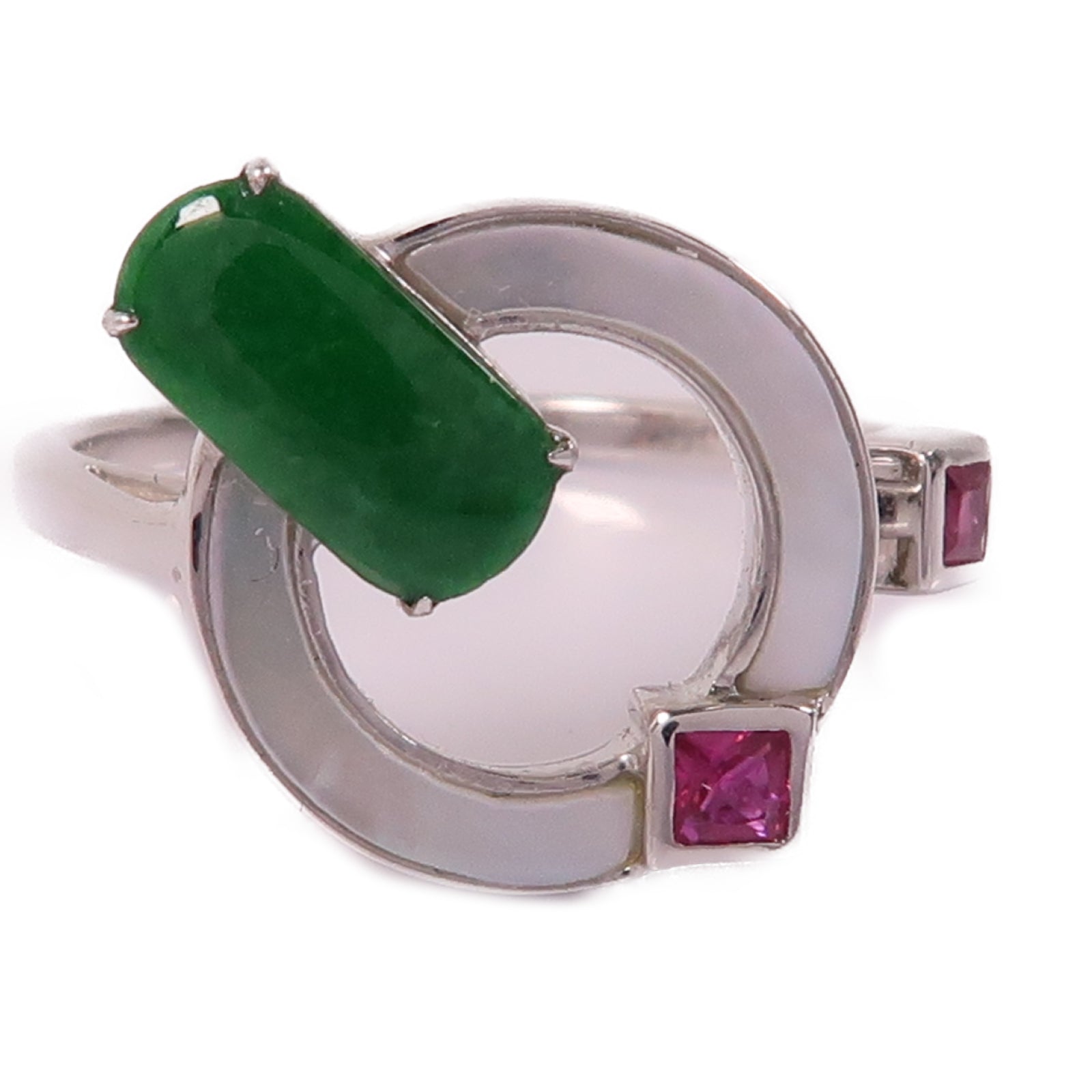 JEWELRY 【激減優惠】18K白金Jade Ring翡翠戒指US#6.75