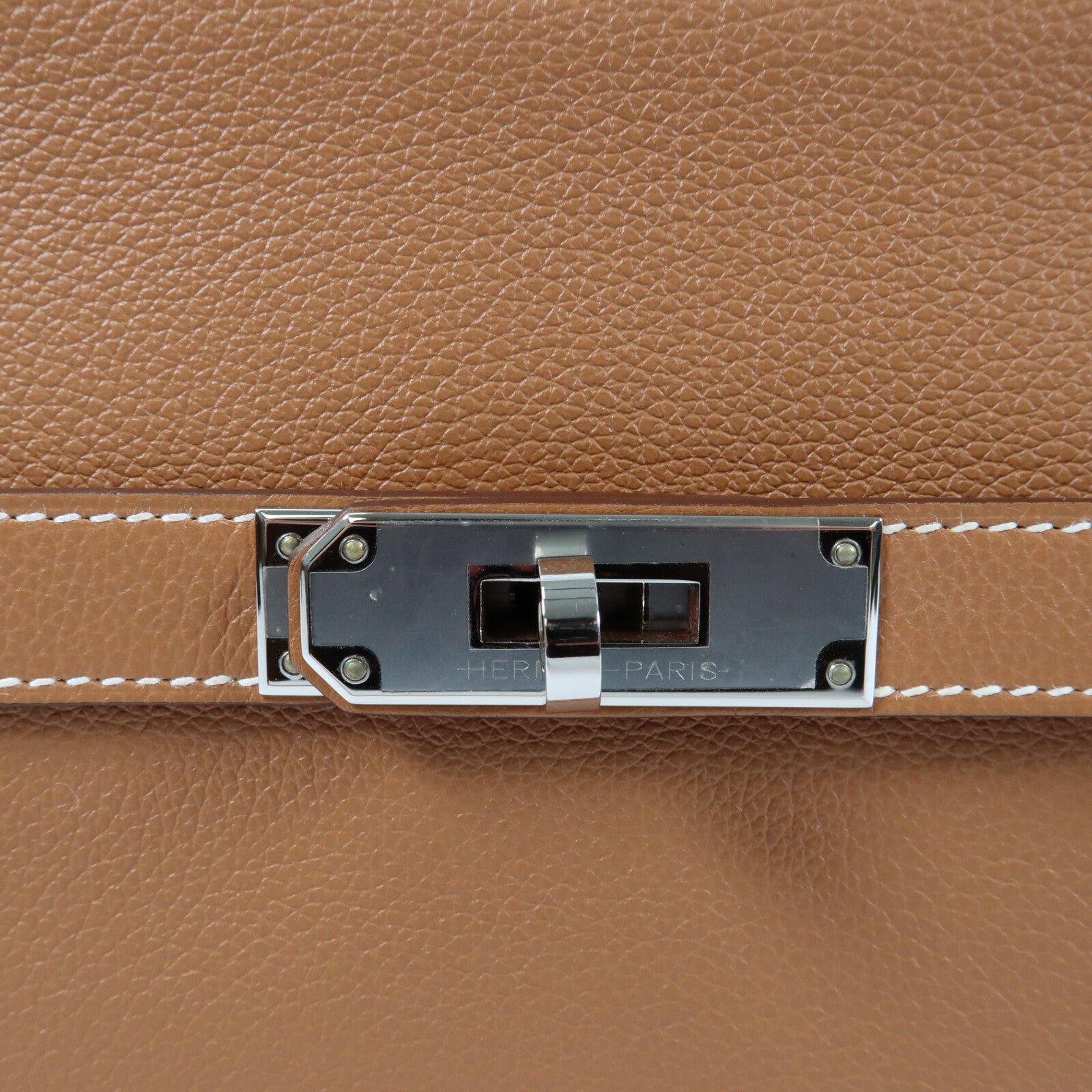 HERMES Evercolor皮革Mini Jypsiere銀扣肩背袋Gold
