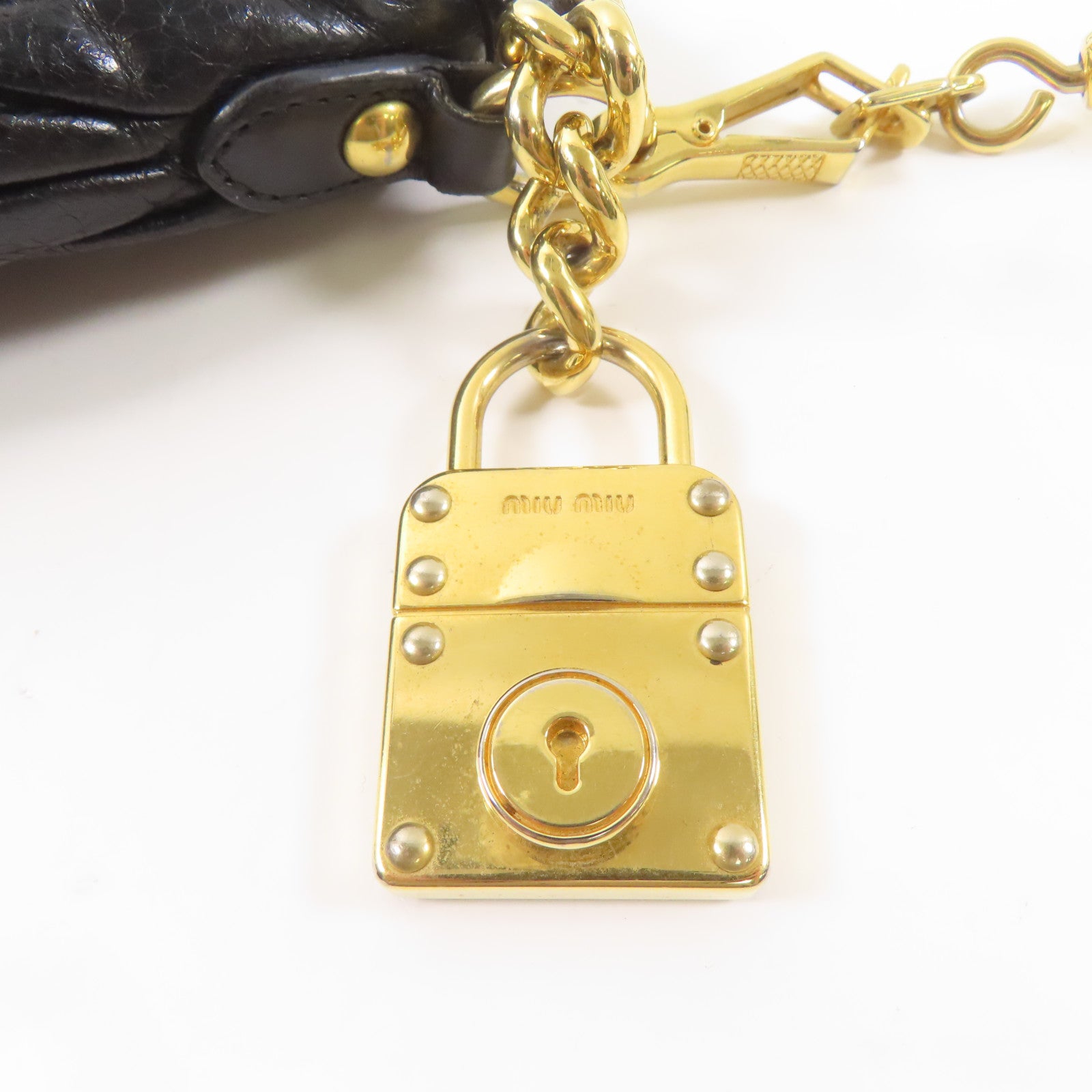 Miu Miu 皮革Shoulder Bag金扣肩背袋黑色