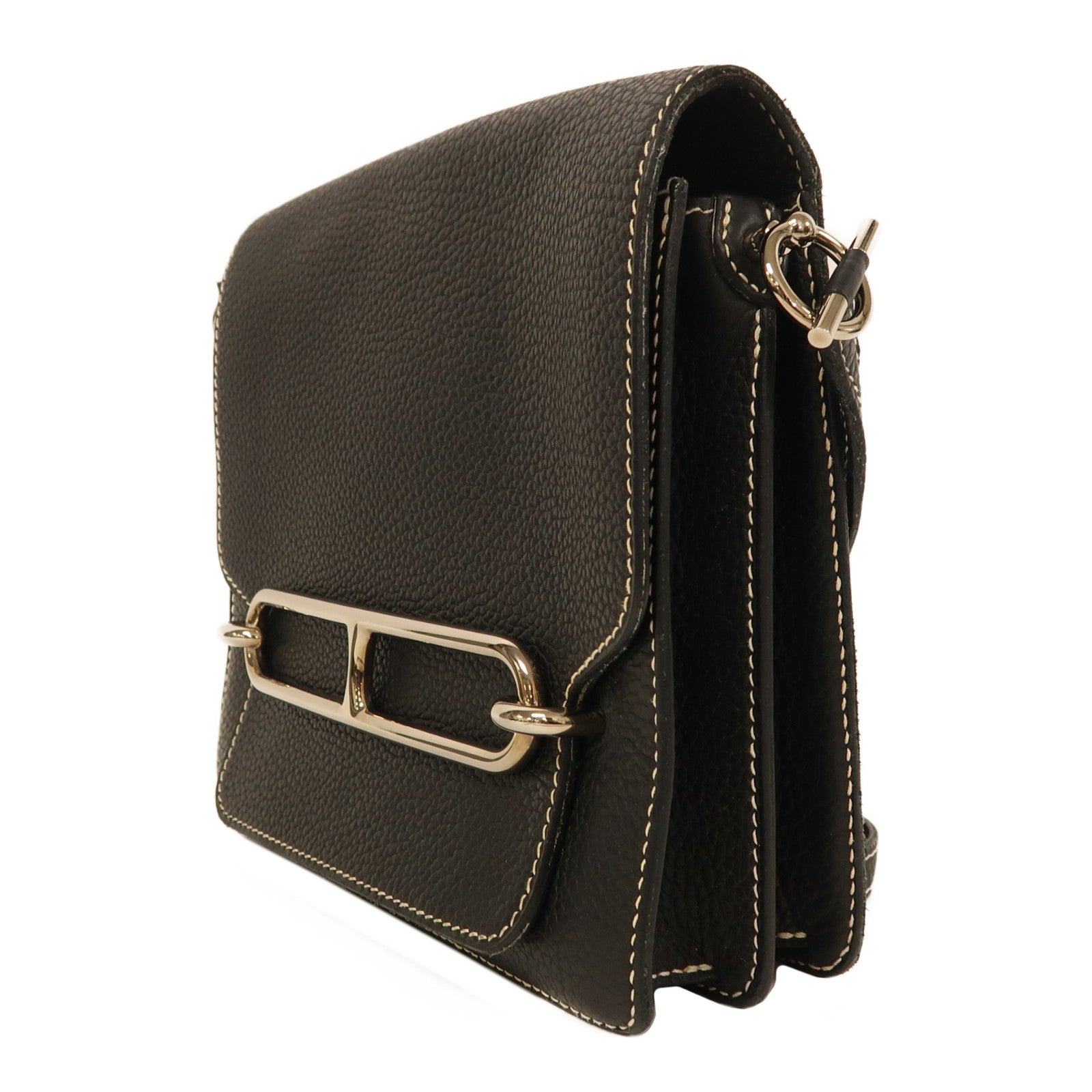HERMES Clemence皮革Roulis 23肩背袋黑色