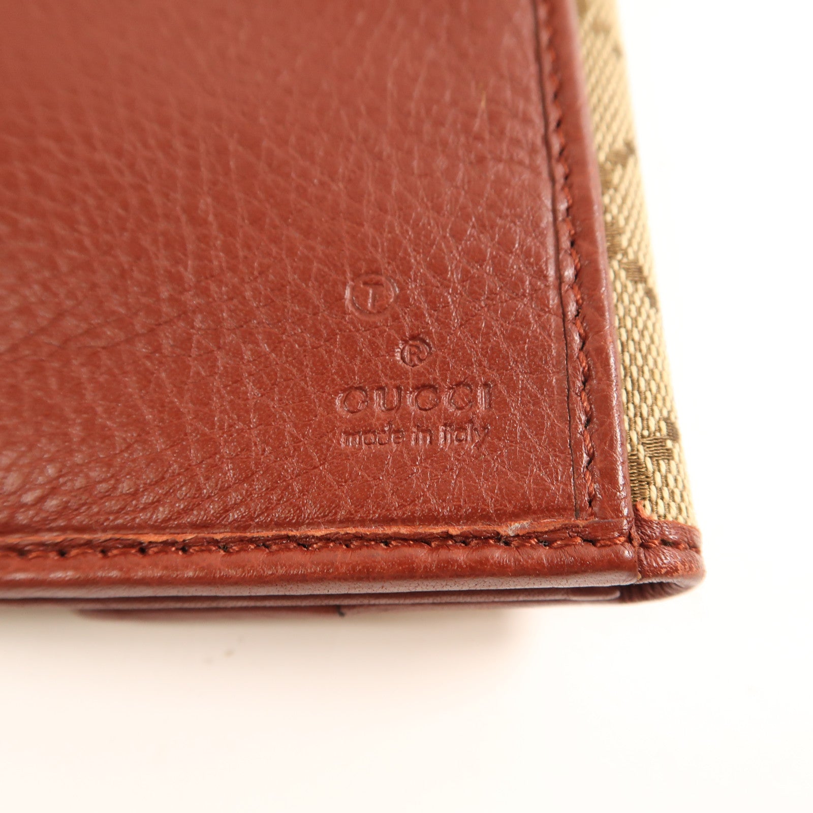 GUCCI 帆布/皮革Long Wallet金扣長錢包