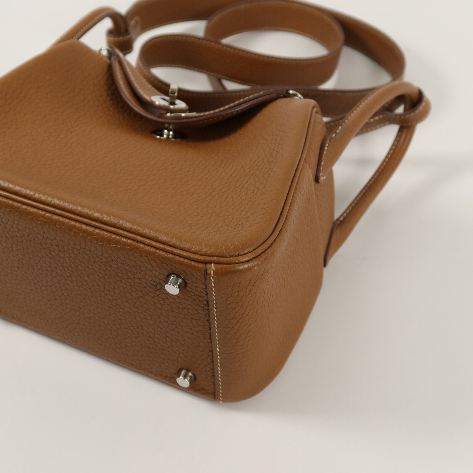 HERMES Clemence皮革Mini Lindy手挽肩背兩用袋Gold