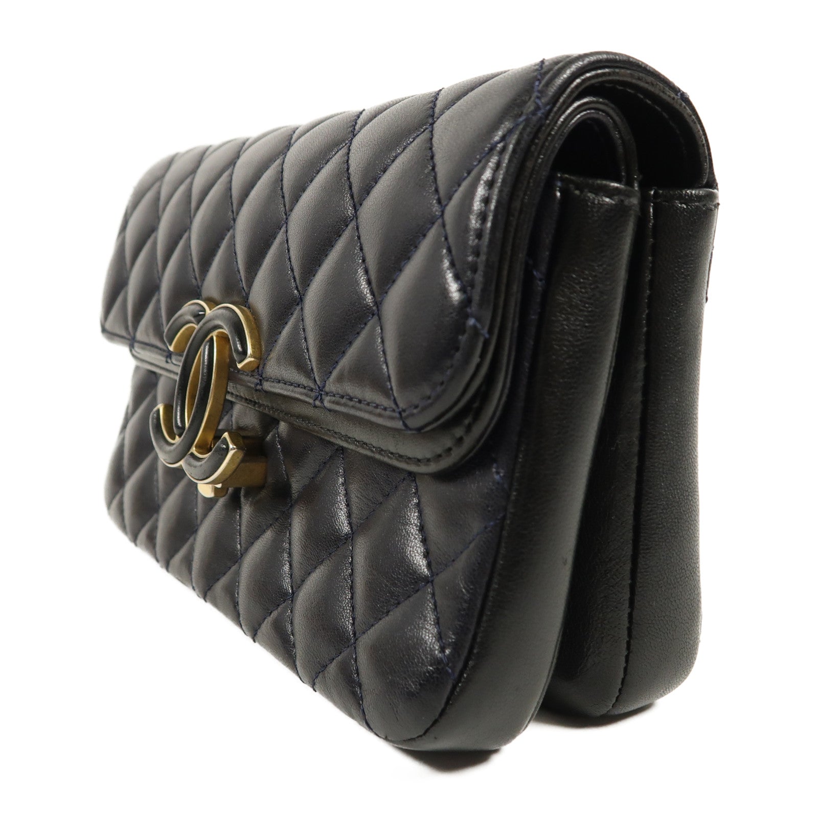 CHANEL 羊皮皮革Shoulder Bag金扣鏈帶肩背袋