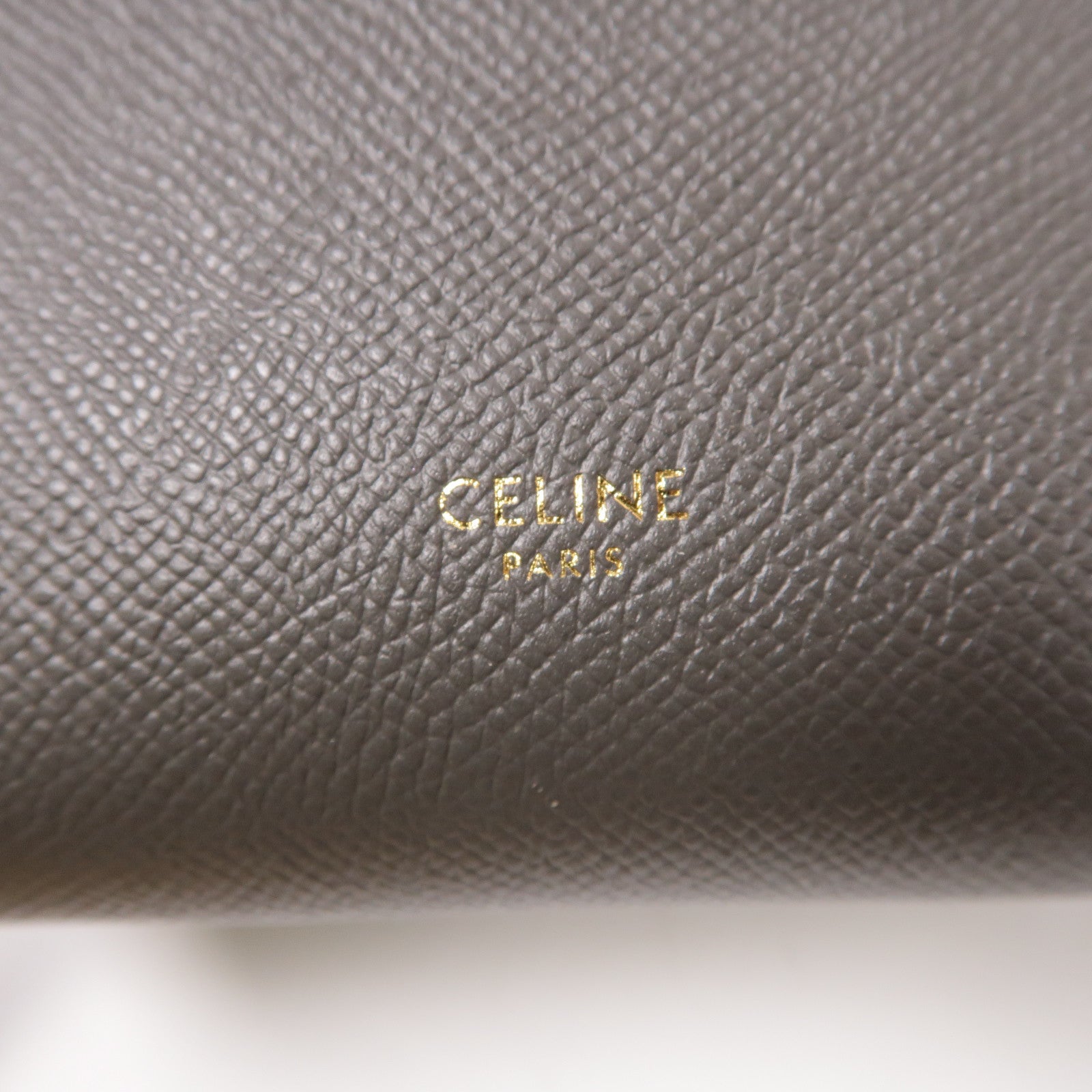 CELINE 牛皮皮革Mini Belt Bag金扣手挽肩背兩用袋灰色