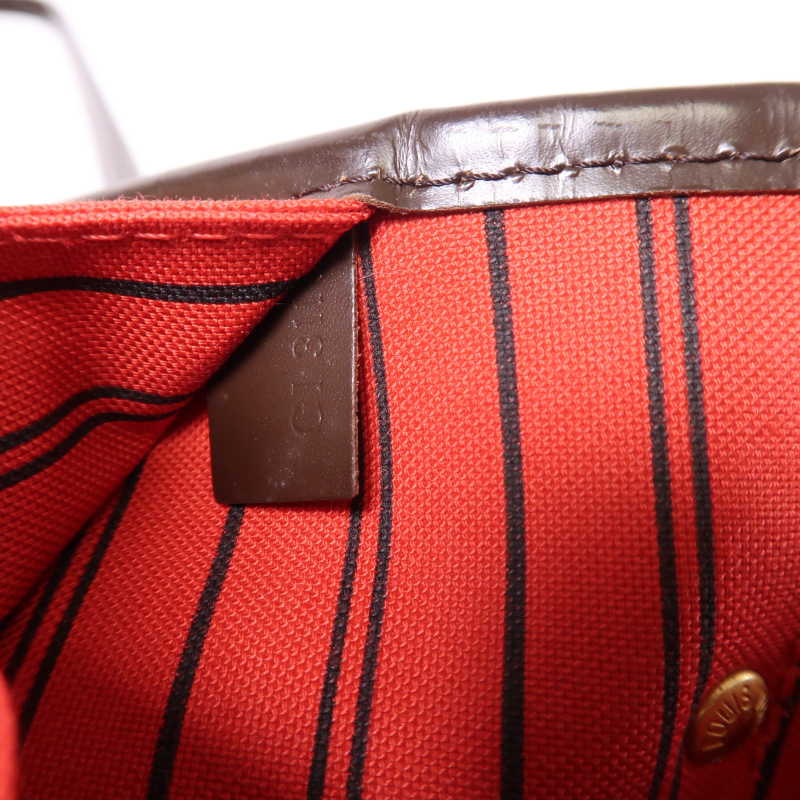 LOUIS VUITTON Damier Neverfull MM金扣肩背袋/手挽袋棕色