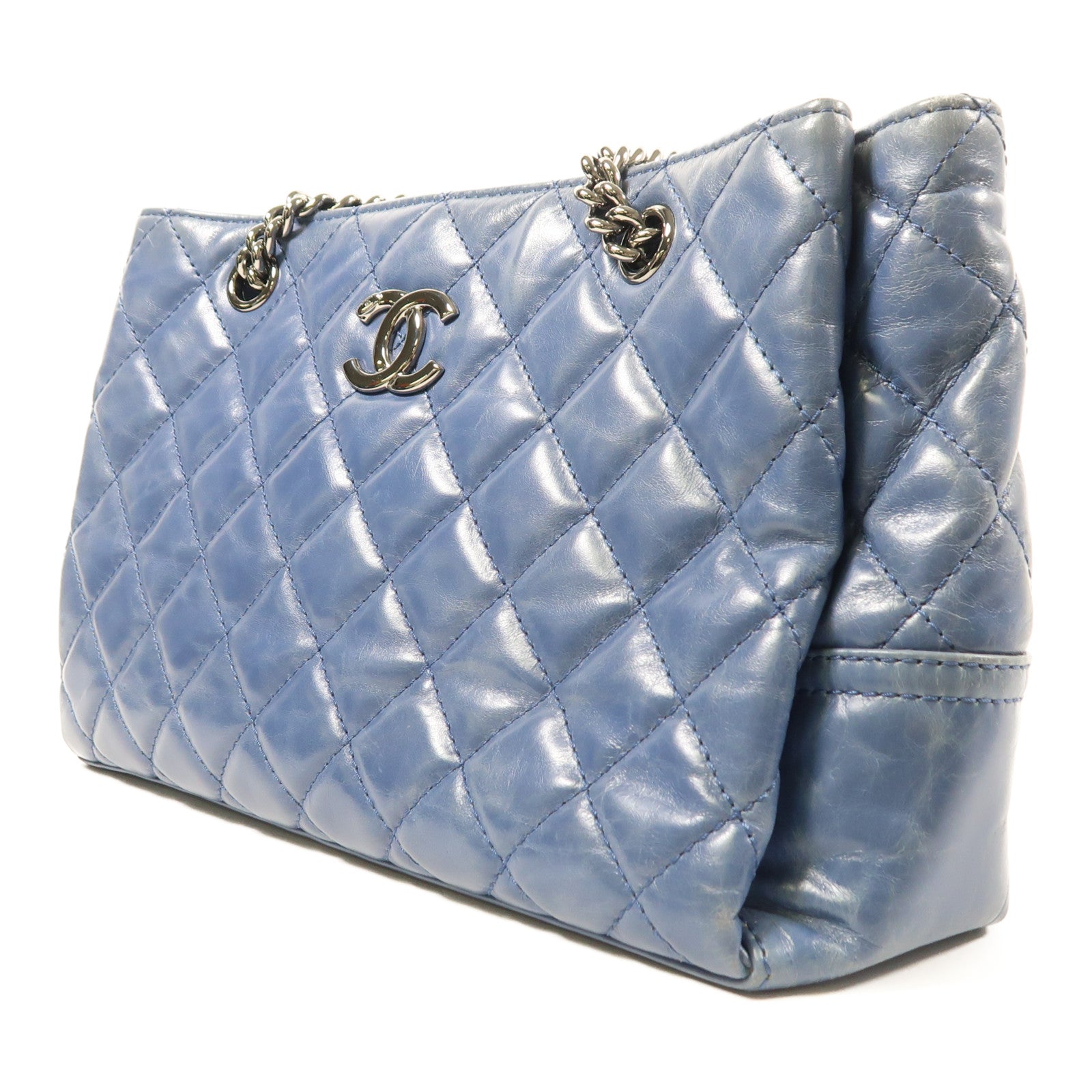 CHANEL 牛皮皮革Shoulder Bag銀扣肩背袋