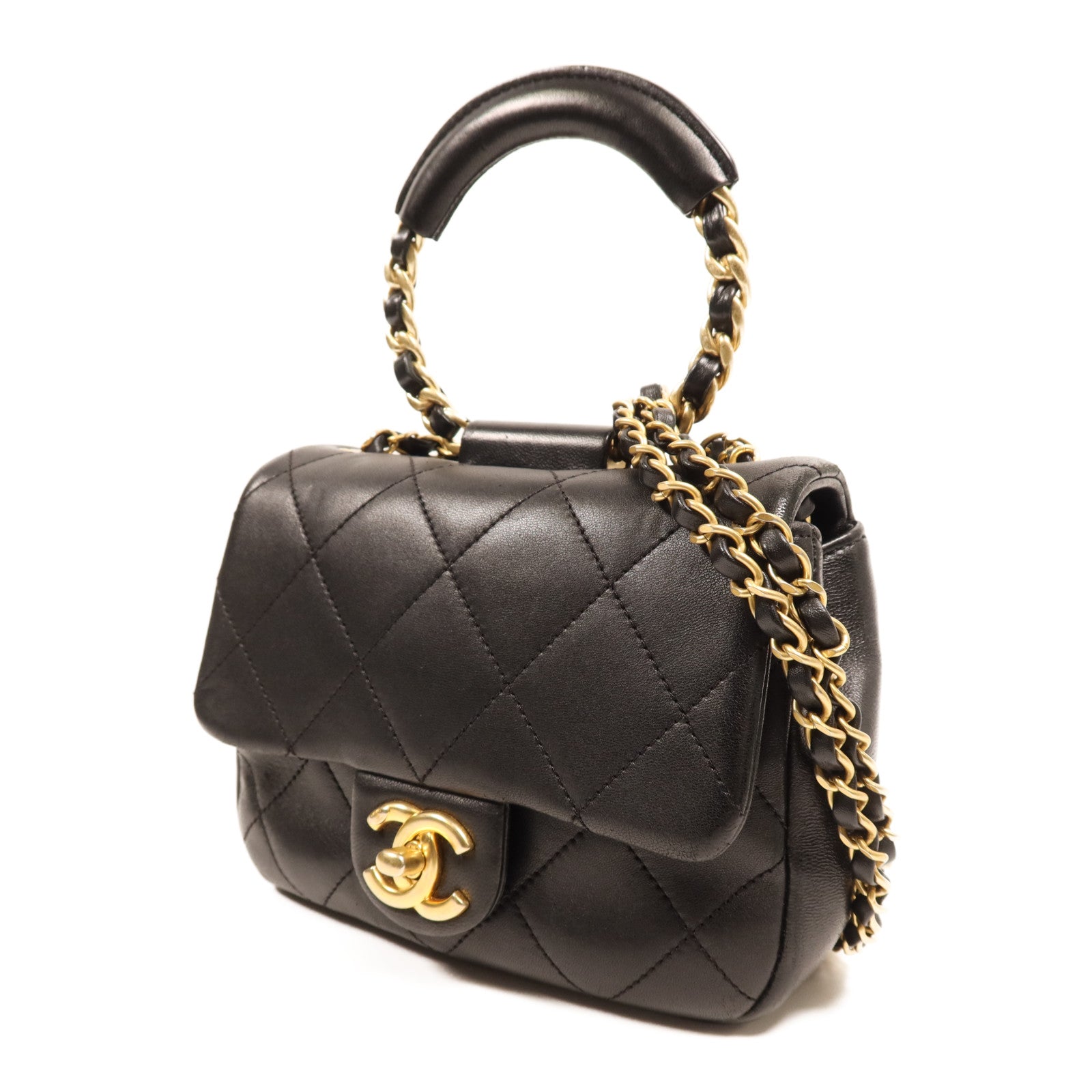 CHANEL 羊皮皮革Chain Shoulder Bag金扣鏈帶肩背袋