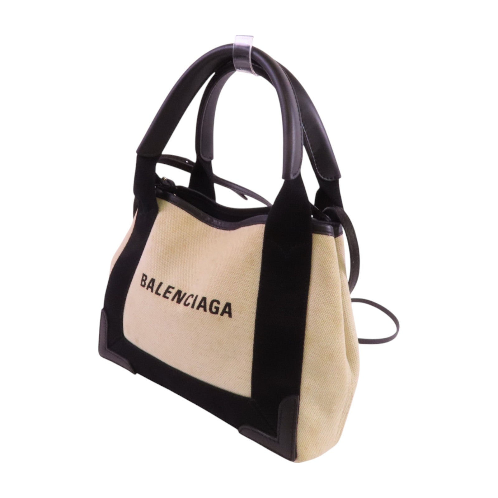 BALENCIAGA 帆布Navy Cabas XS銀扣手挽肩背兩用袋