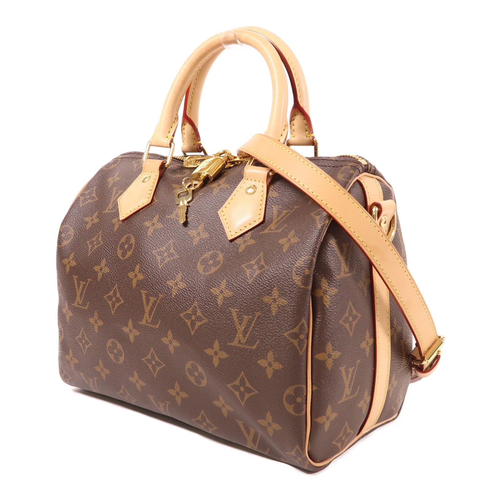 LOUIS VUITTON Monogram Speedy Bandouliere 25金扣手挽肩背兩用袋