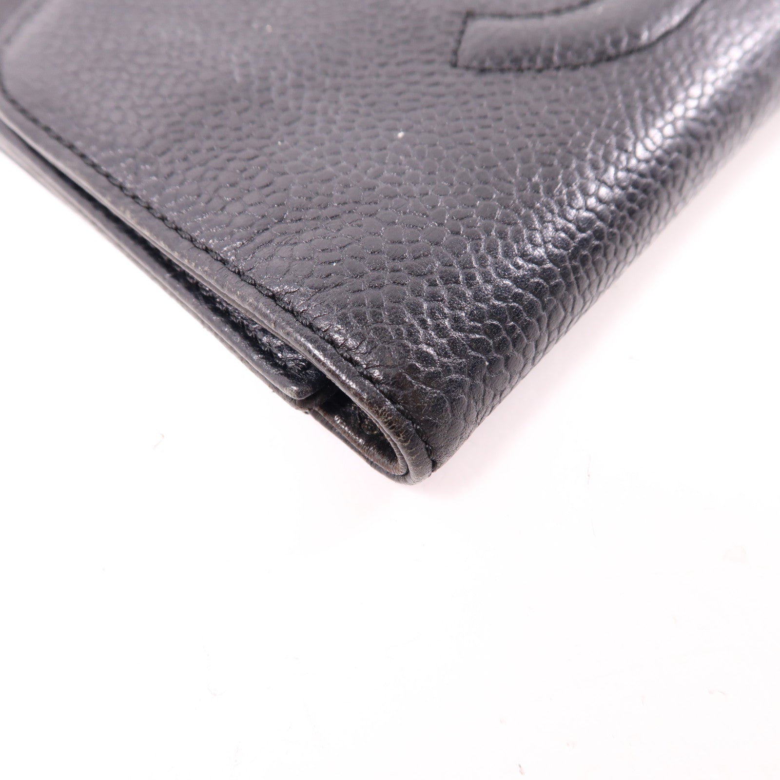 CHANEL 牛皮皮革Wallet金扣長錢包黑色
