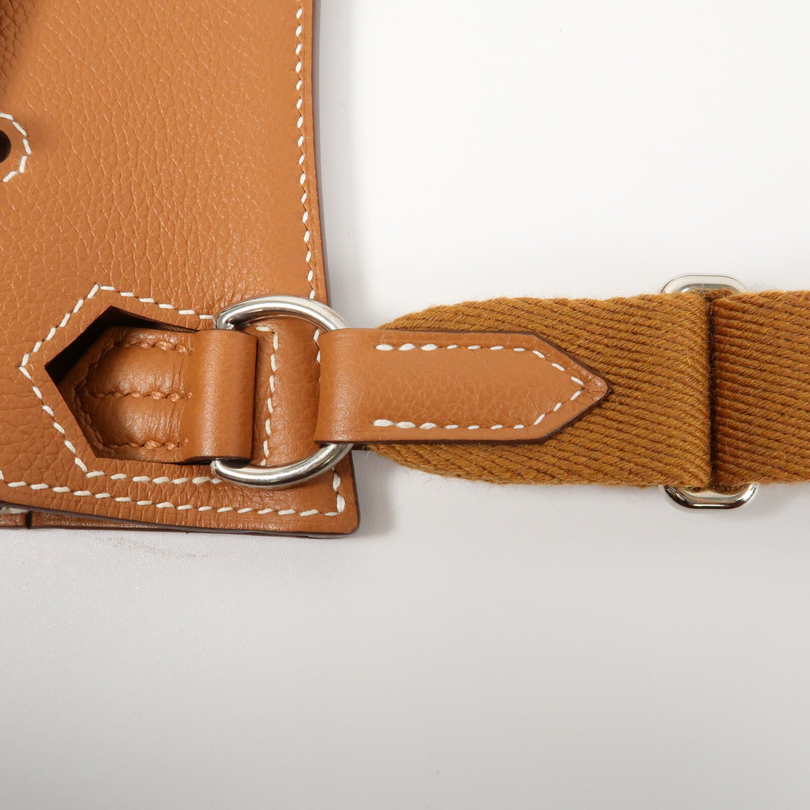HERMES Evercolor皮革Mini Jypsiere銀扣肩背袋Gold