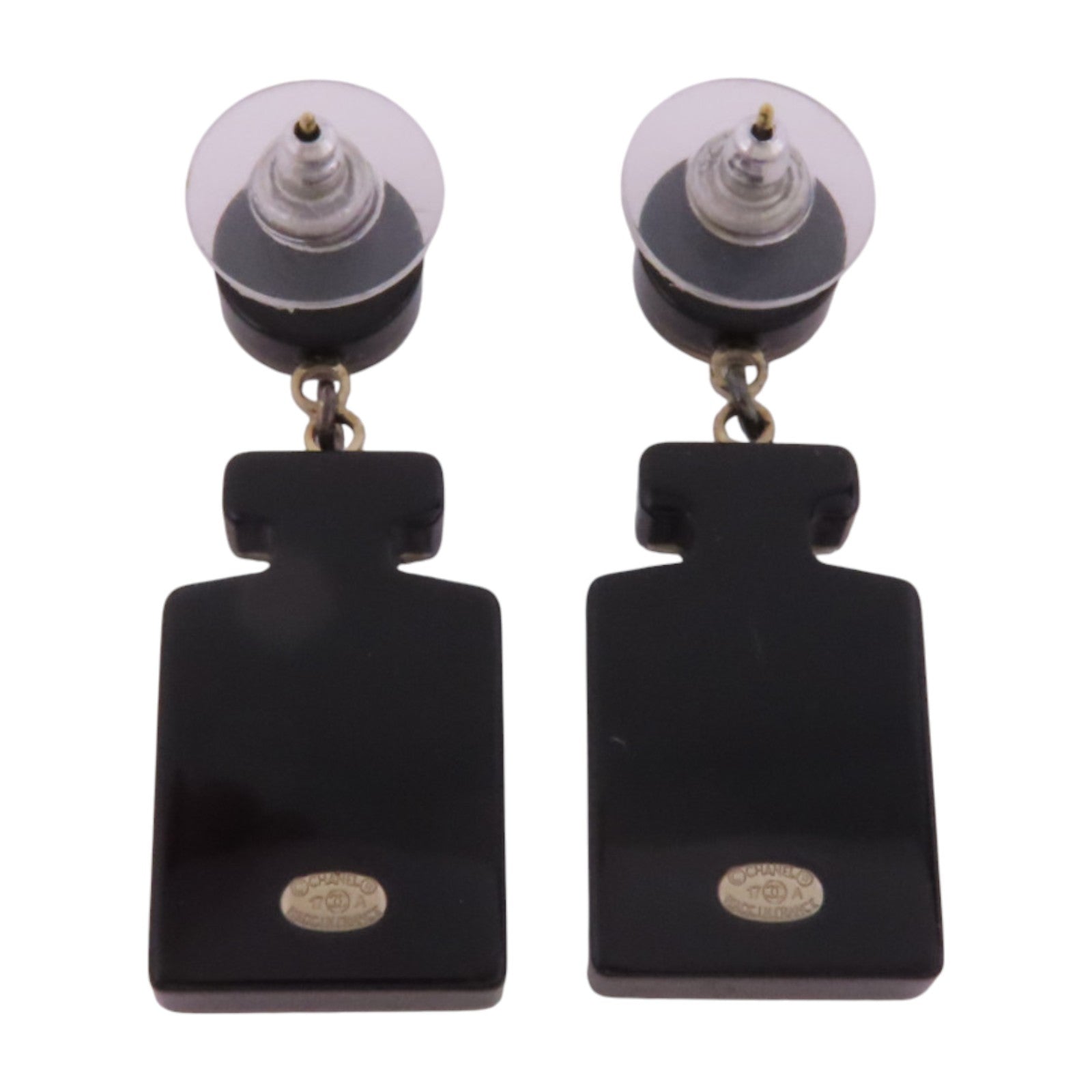 CHANEL PVC/金屬/水鑽Earrings銀扣耳環