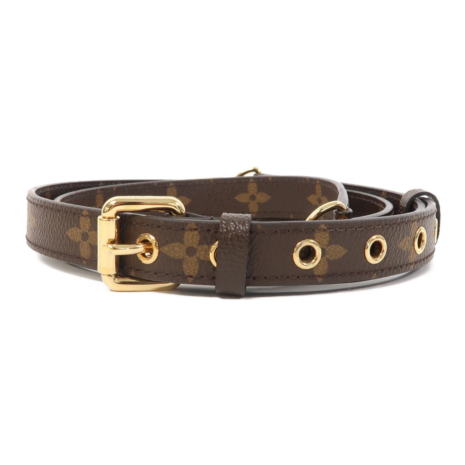 LOUIS VUITTON Monogram Strap金扣肩背帶啡色