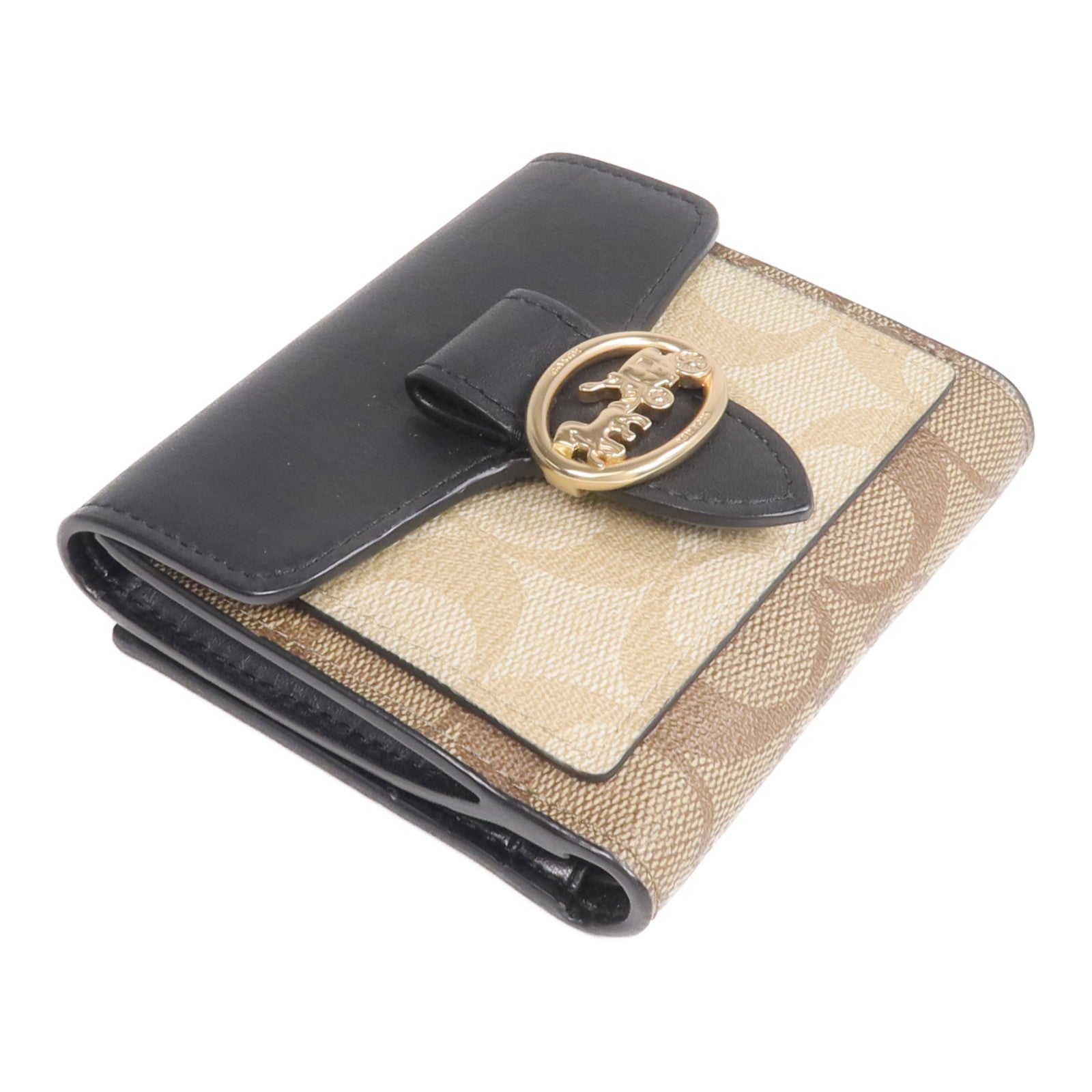 COACH 塗層帆布Georgie Small Wallet金扣錢包