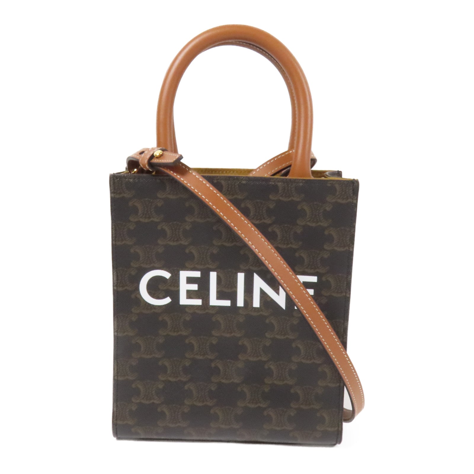 CELINE 【激減優惠】塗層帆布Mini Vertical Cabas手挽肩背兩用袋