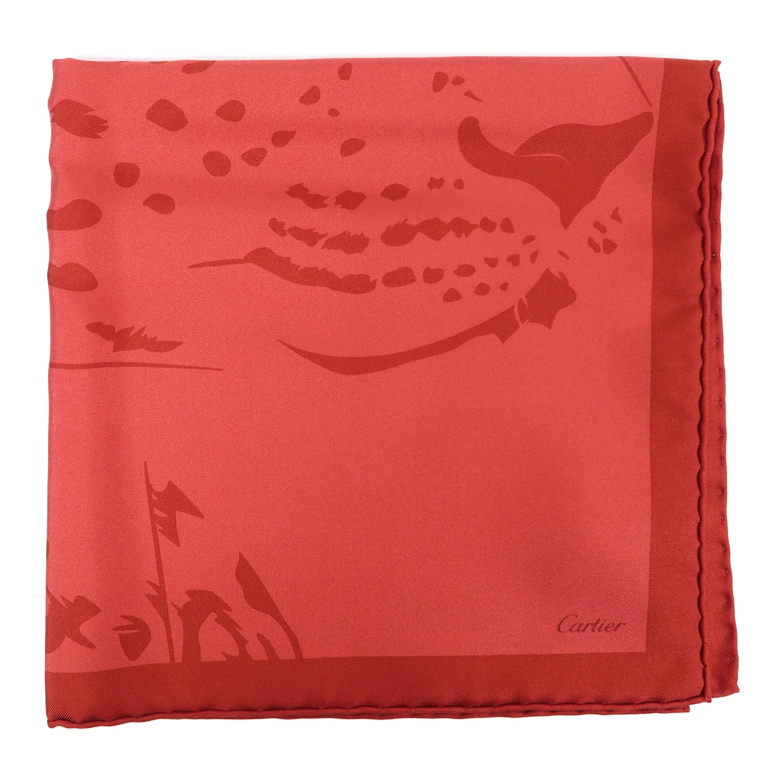 CARTIER 絲質Scarf絲巾紅色