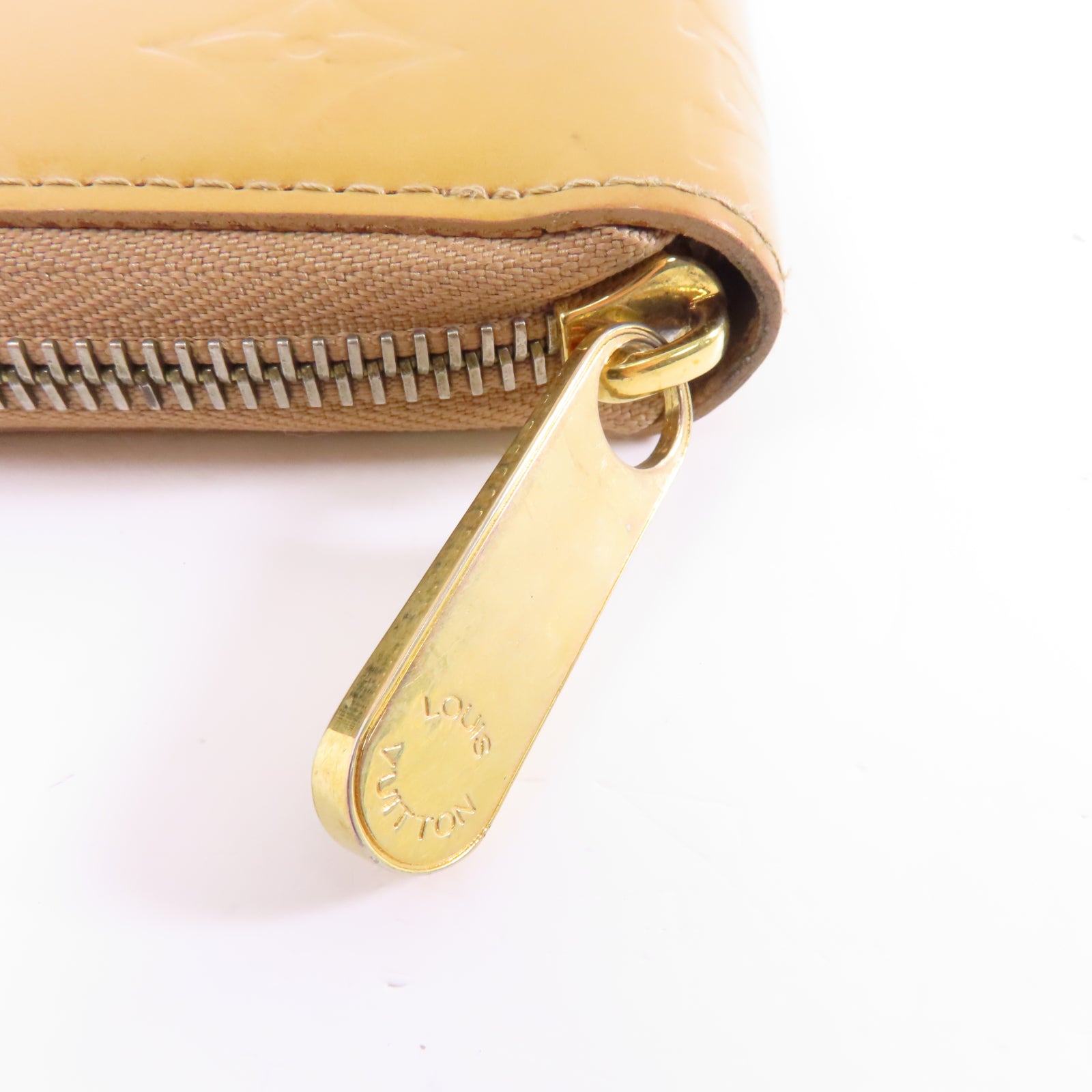 LOUIS VUITTON Vernis Zipped Long Wallet金扣長錢包杏色