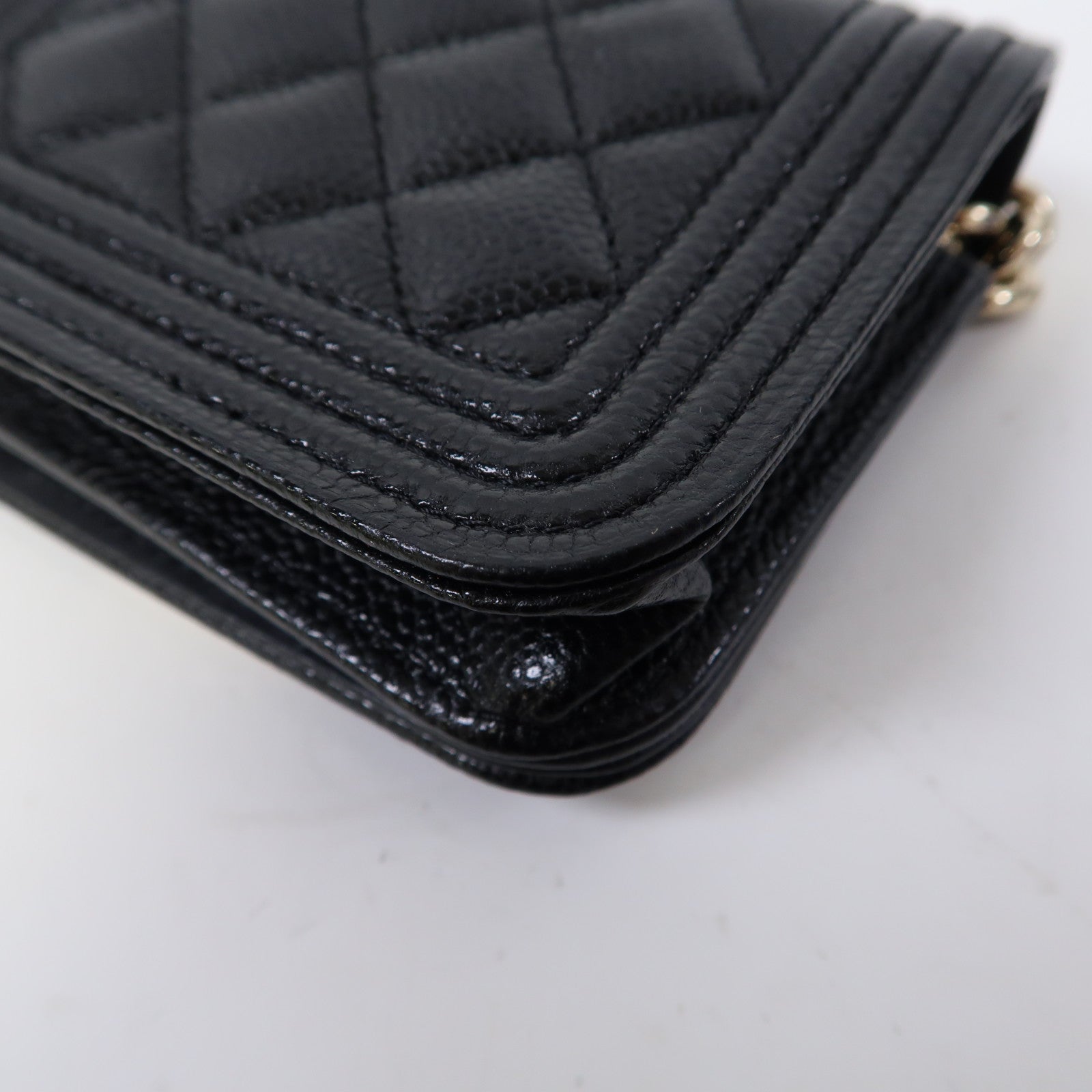 CHANEL 菱格Caviar皮革Waist Bag金扣腰包黑色